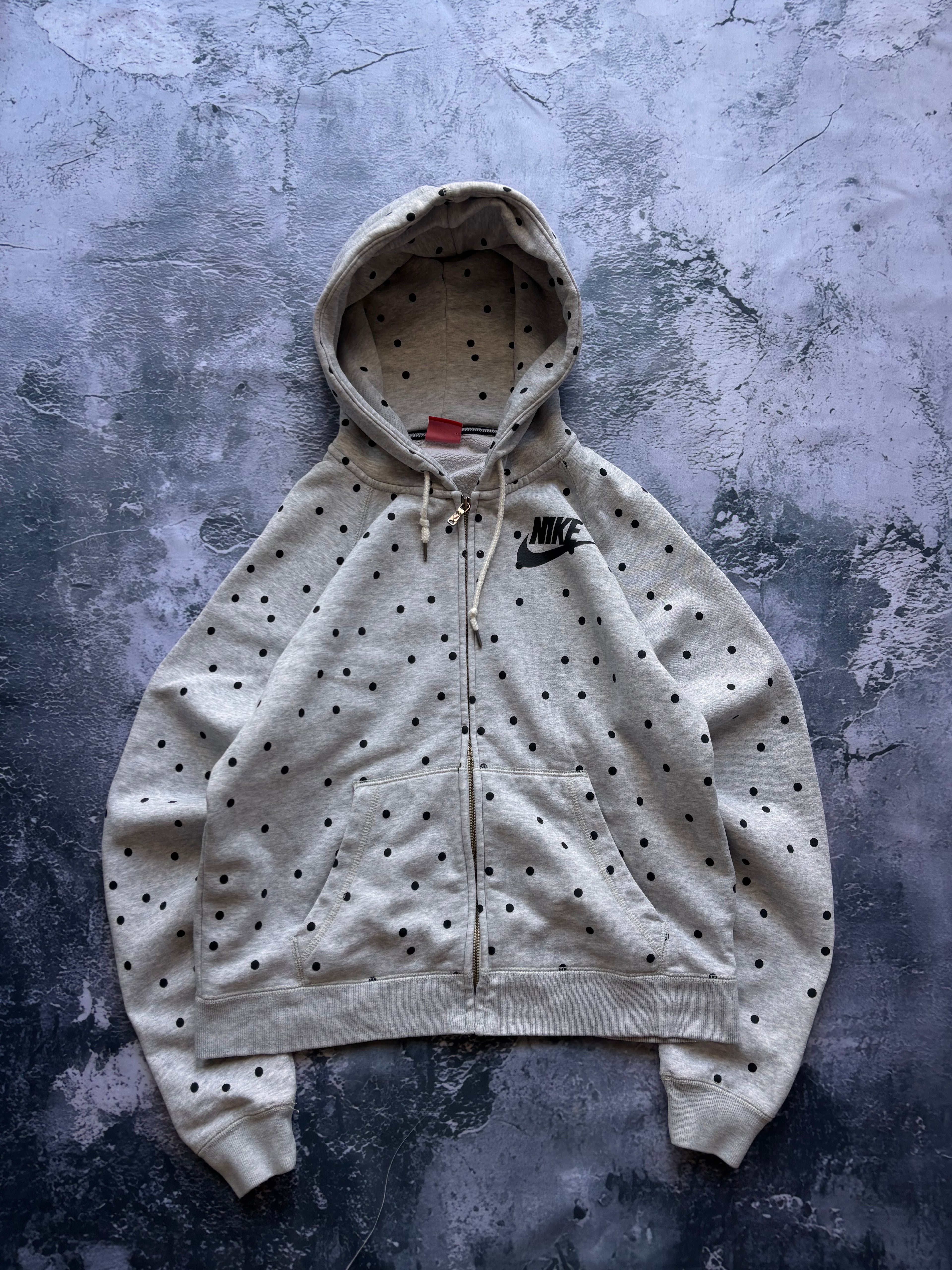 Bluza zip hoodie Nike w kropkii trend tiktok  szara basic