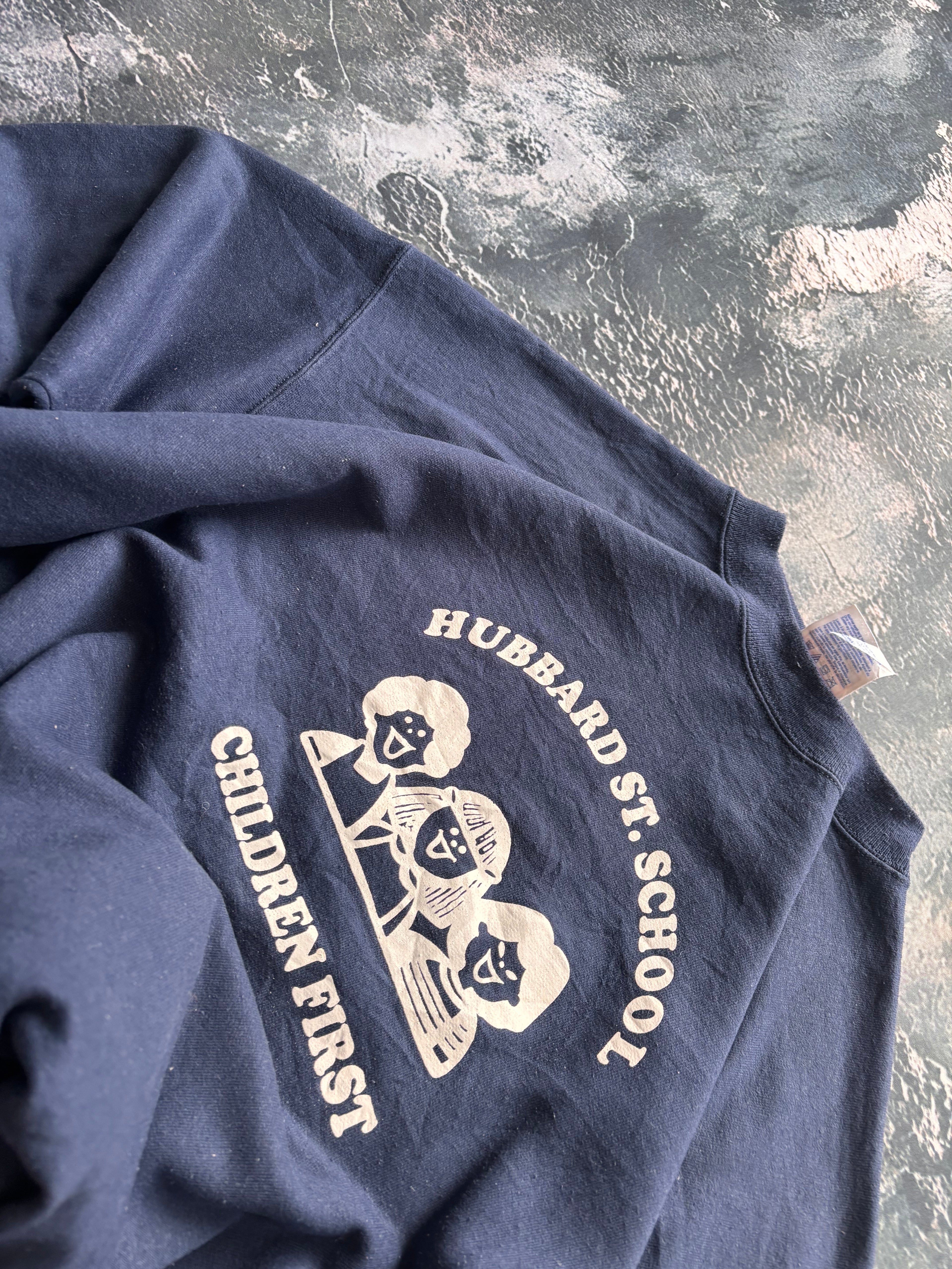 Bluza crewneck school print oversize boxy vintage oldschool retro 90s americana streetwear