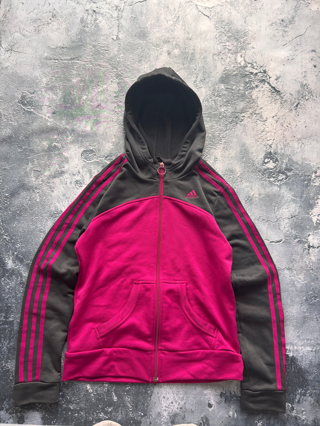 bluza zip hoodie Adidas fioletowo czarna