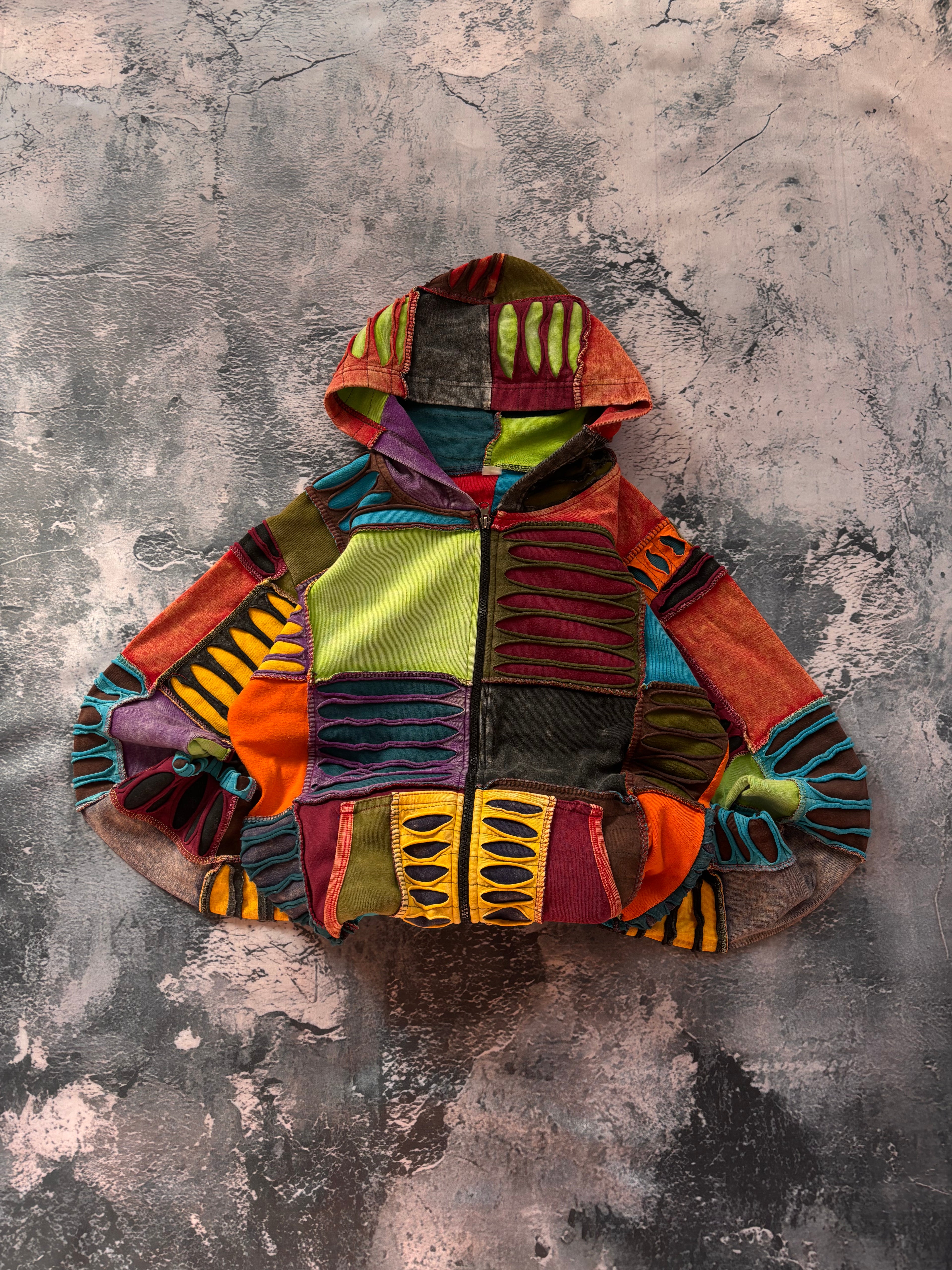 Bluza zip multicolor vintage texture