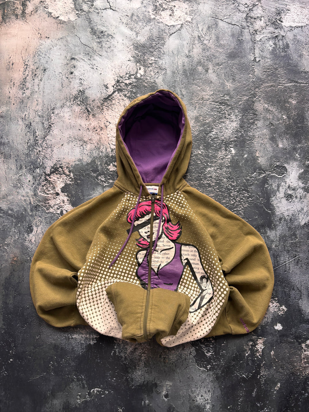 bluza hoodie Reebok khaki zip vintage girl 90s y2k