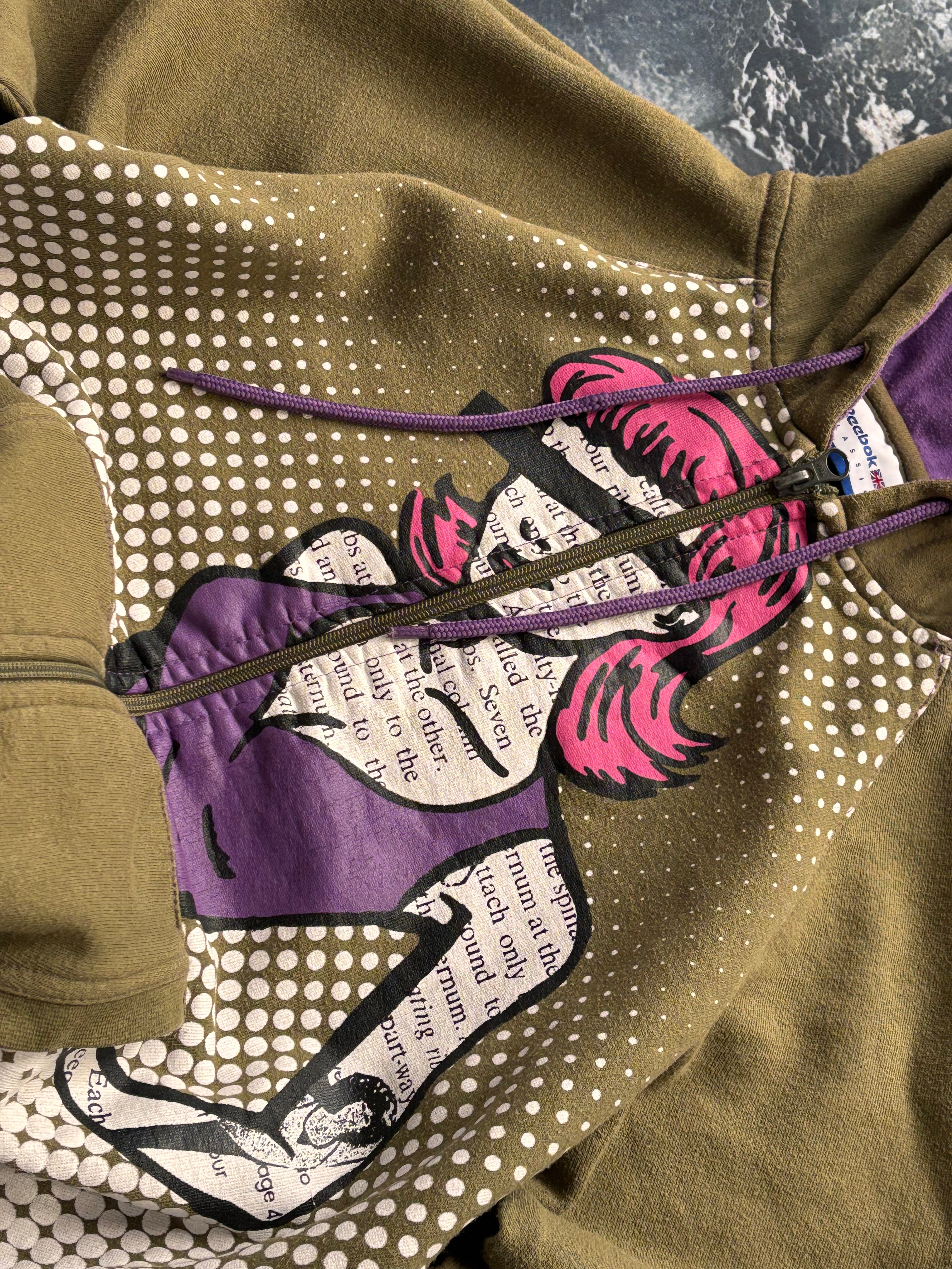 bluza hoodie Reebok khaki zip vintage girl 90s y2k