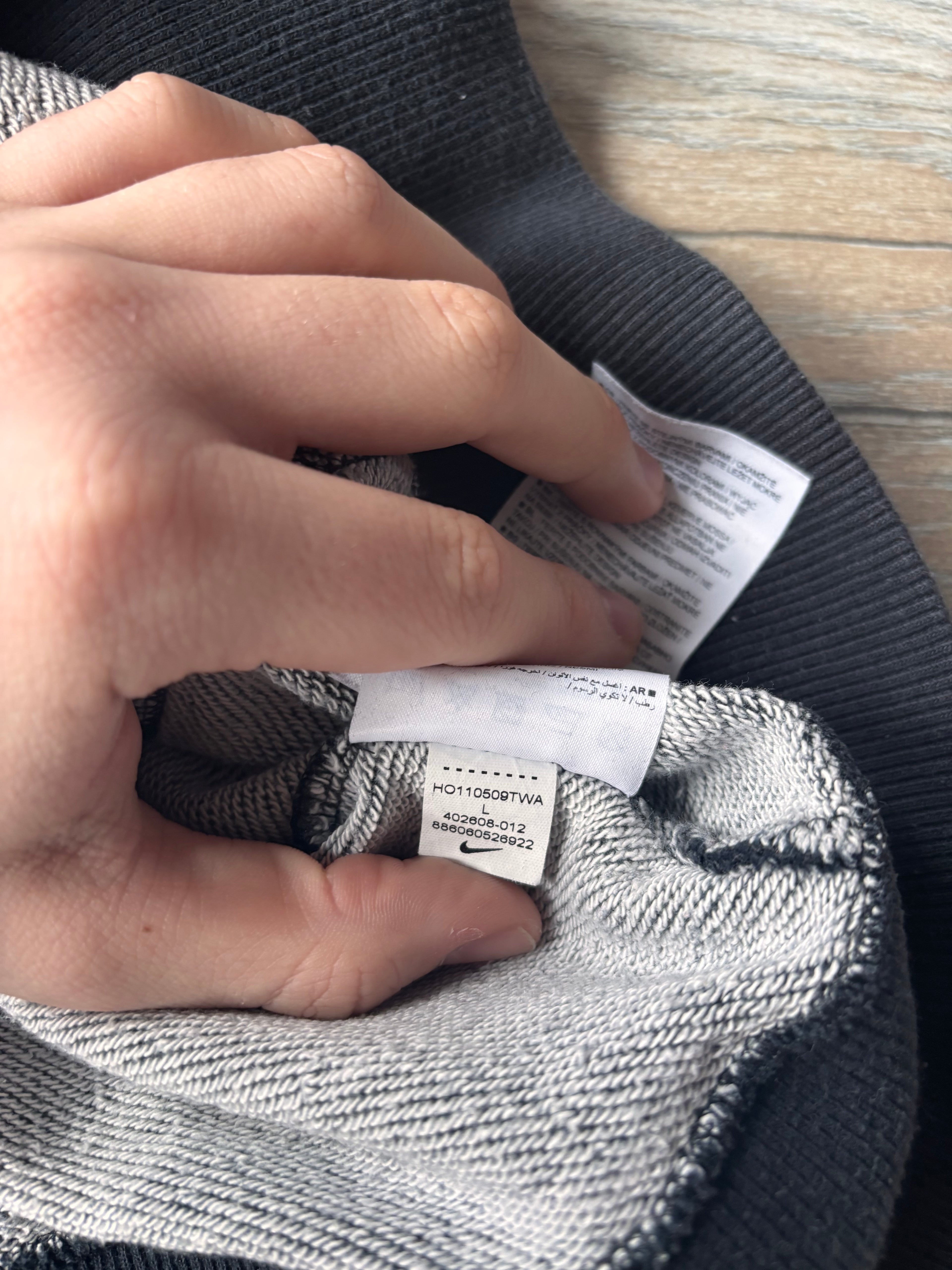 Bluza hoodie zip nike w paski szaro czarna  oversize vintage oldschool retro 90s streetwear basic