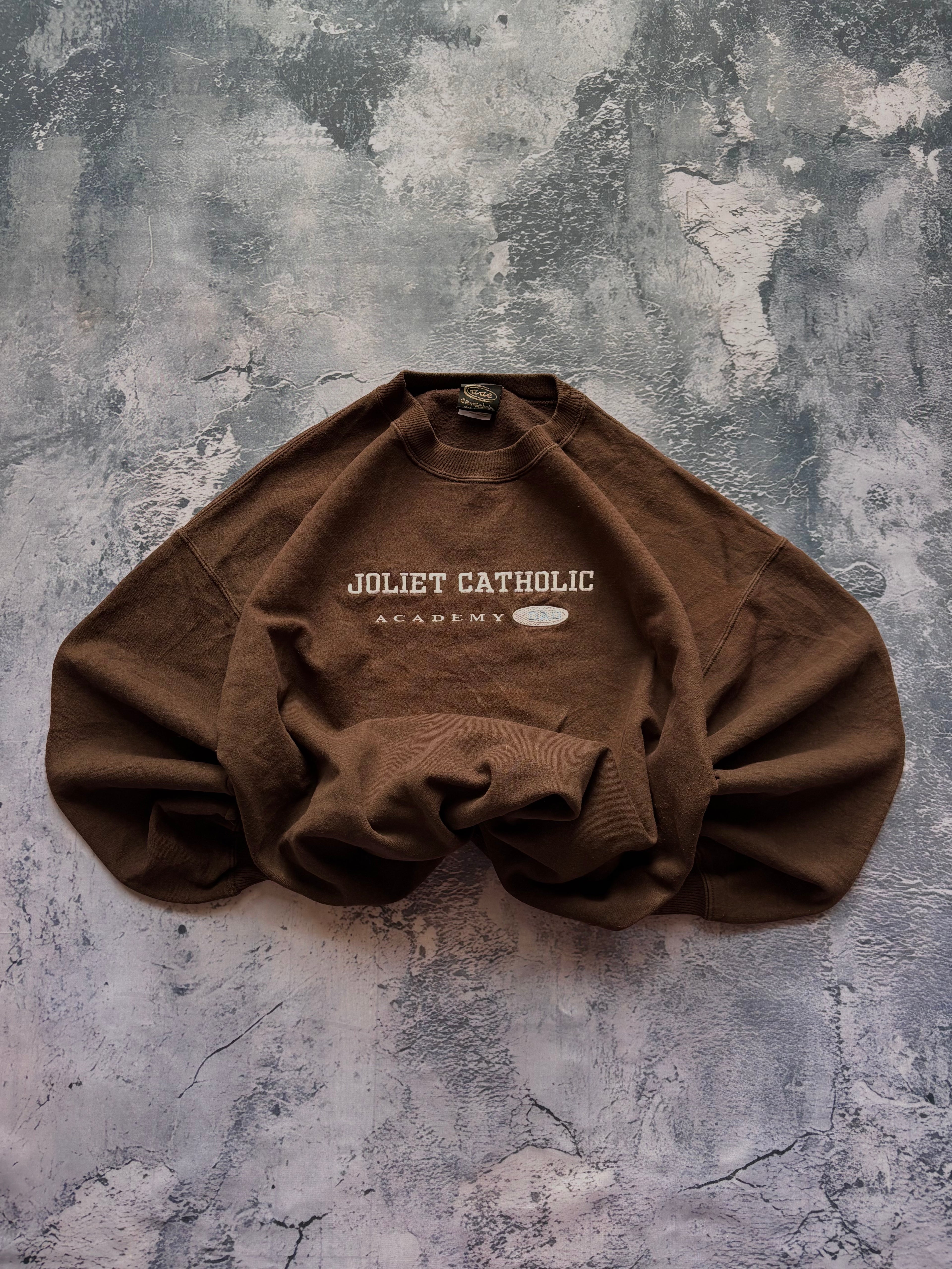 Bluza crewneck oversize boxy w stylu vintage oldschool retro 90s american college brown