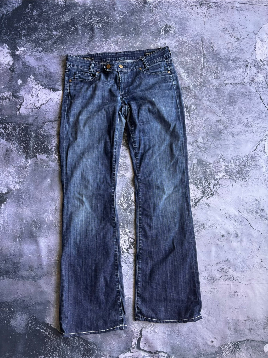 Jeans spodnie Y2K low waist bootcut vintage retro straight leg z ozdobnymi kieszeniami