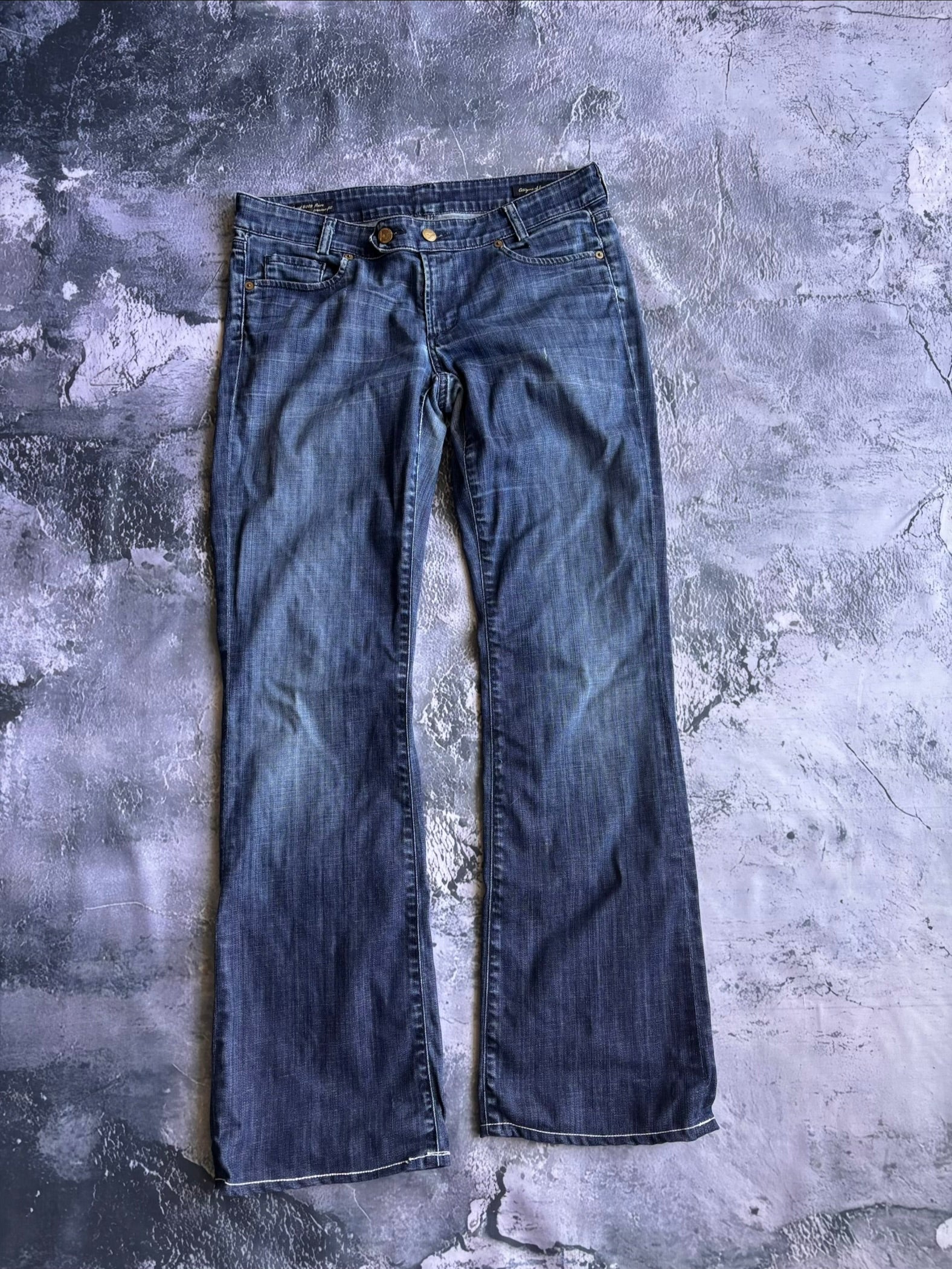 Jeans spodnie Y2K low waist bootcut vintage retro straight leg z ozdobnymi kieszeniami