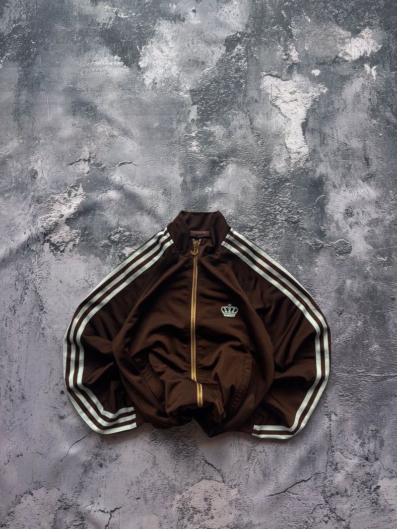 BLUZA ZIP ADIDAS BRĄZOWA VINTAGE UNIKAT JASNONIEBIESKA Z METALOWYMI DODATKAMI