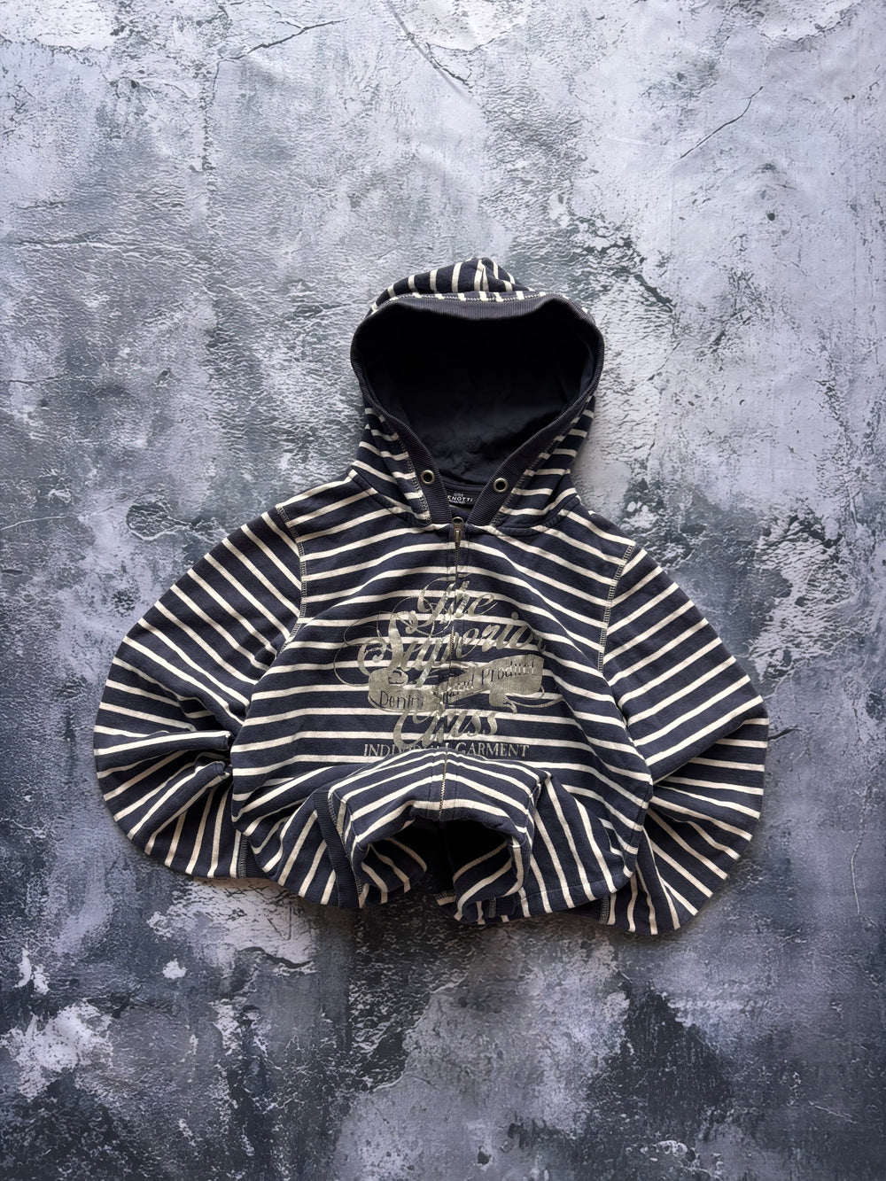Bluza hoodie w paski granatowo biała vintage retro american streetwear