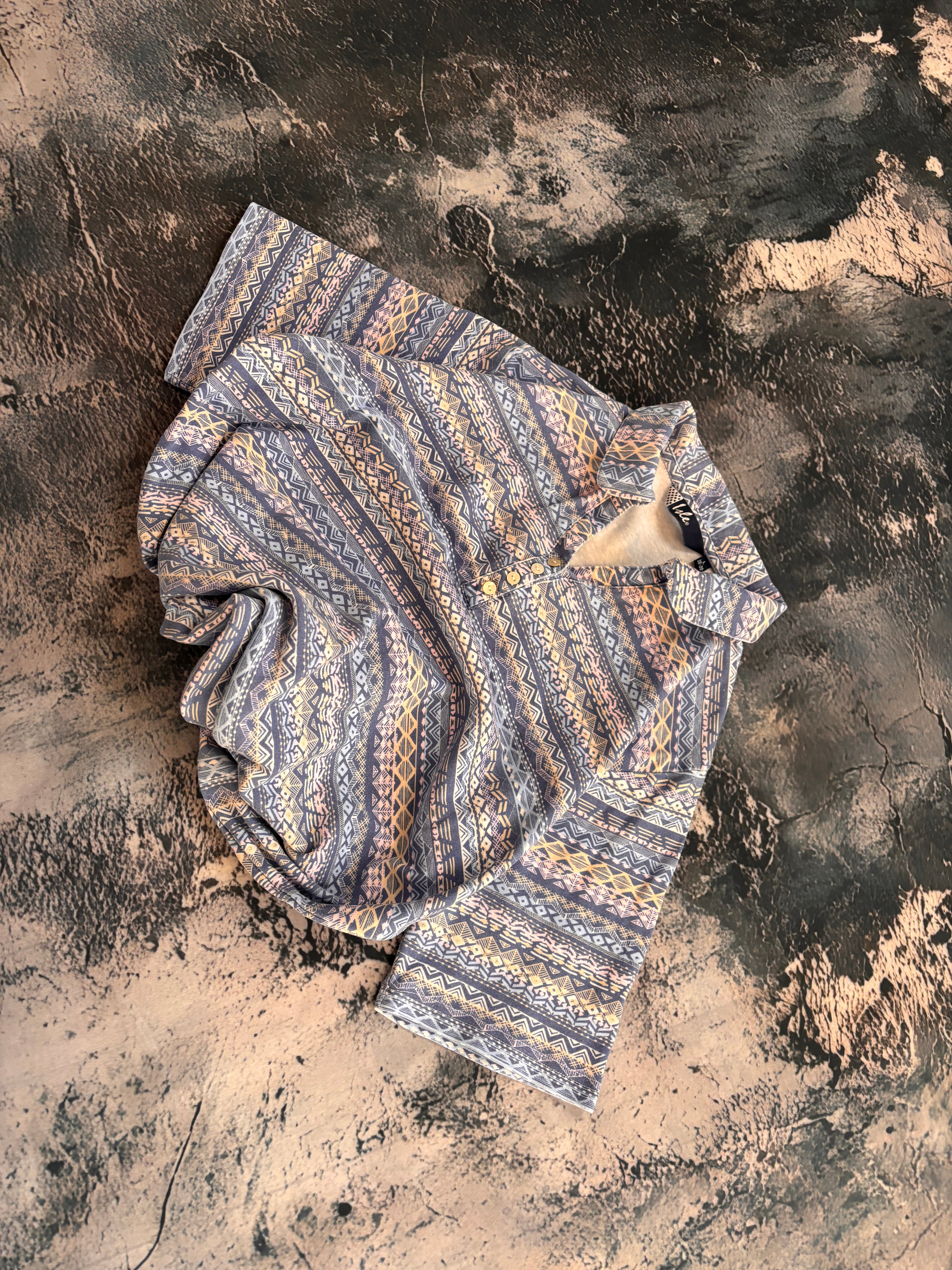 Koszulka t shirt vintage multicolor niebieska we wzory