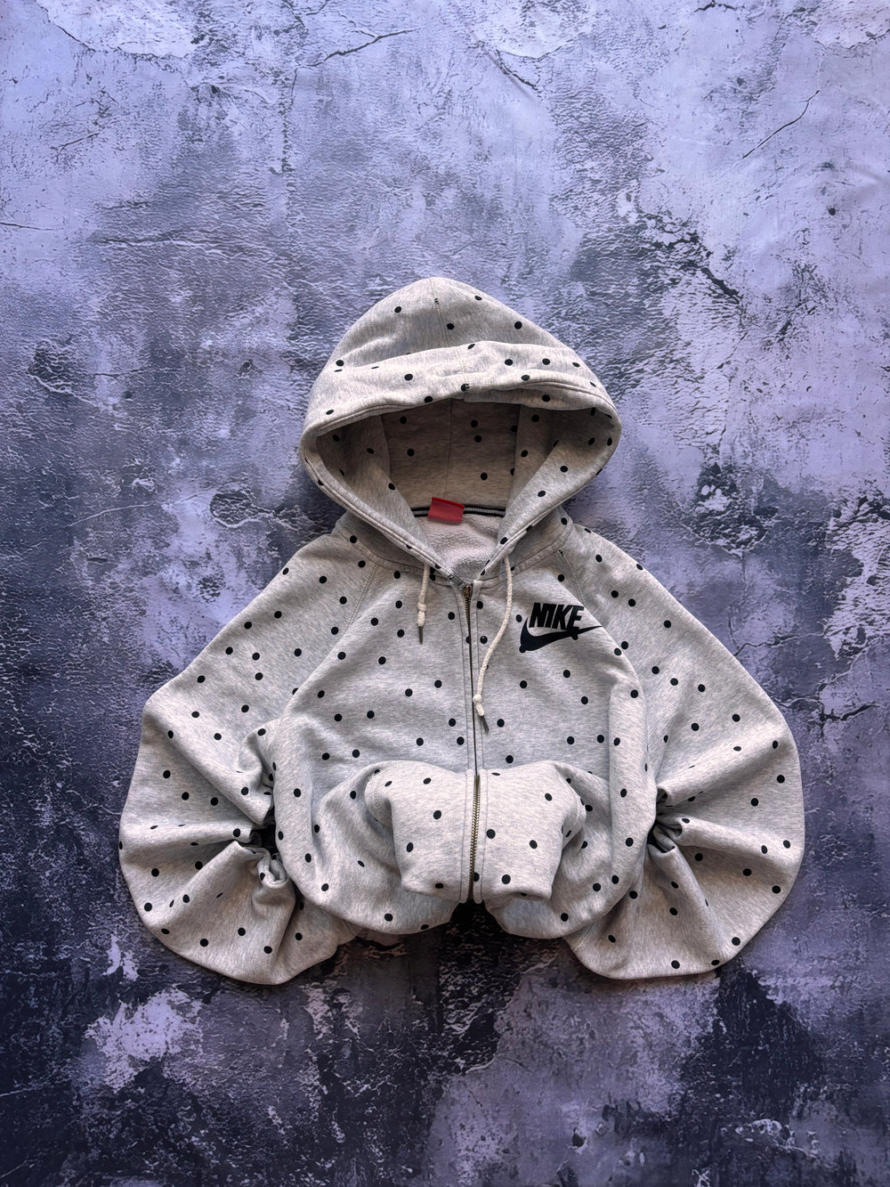 Bluza zip hoodie Nike w kropkii trend tiktok  szara basic