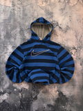 bluza hoodie w paski granatowo biała vintage
