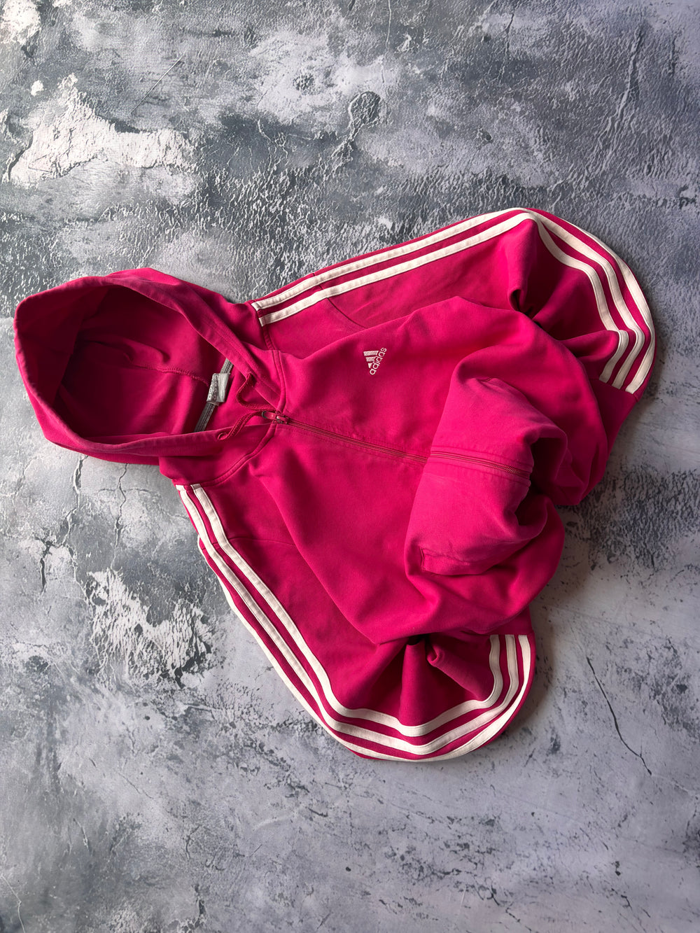 bluza zip hoodie ADIDAS w paski klasyk prosty krój pink