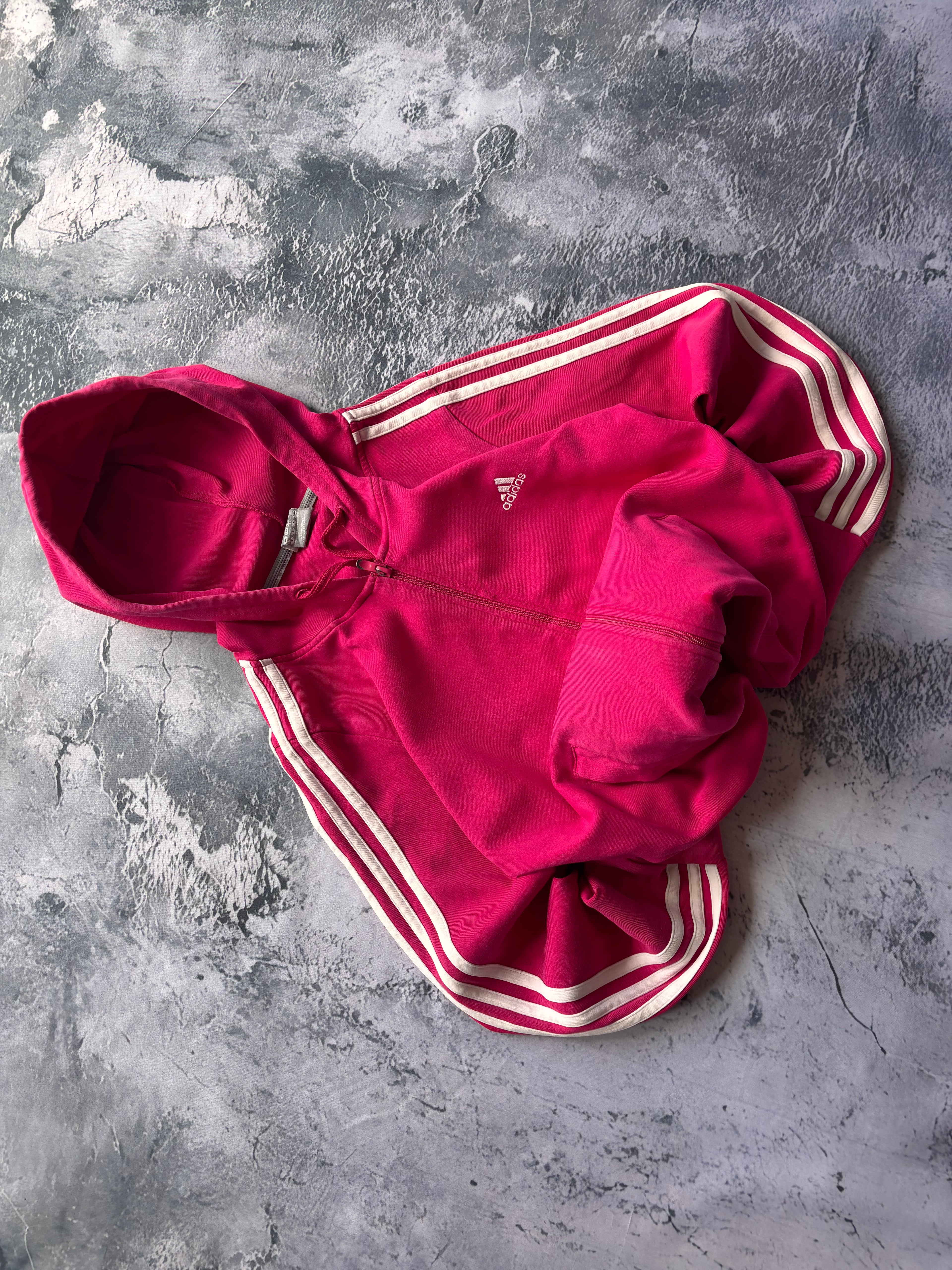 bluza zip hoodie ADIDAS w paski klasyk prosty krój pink