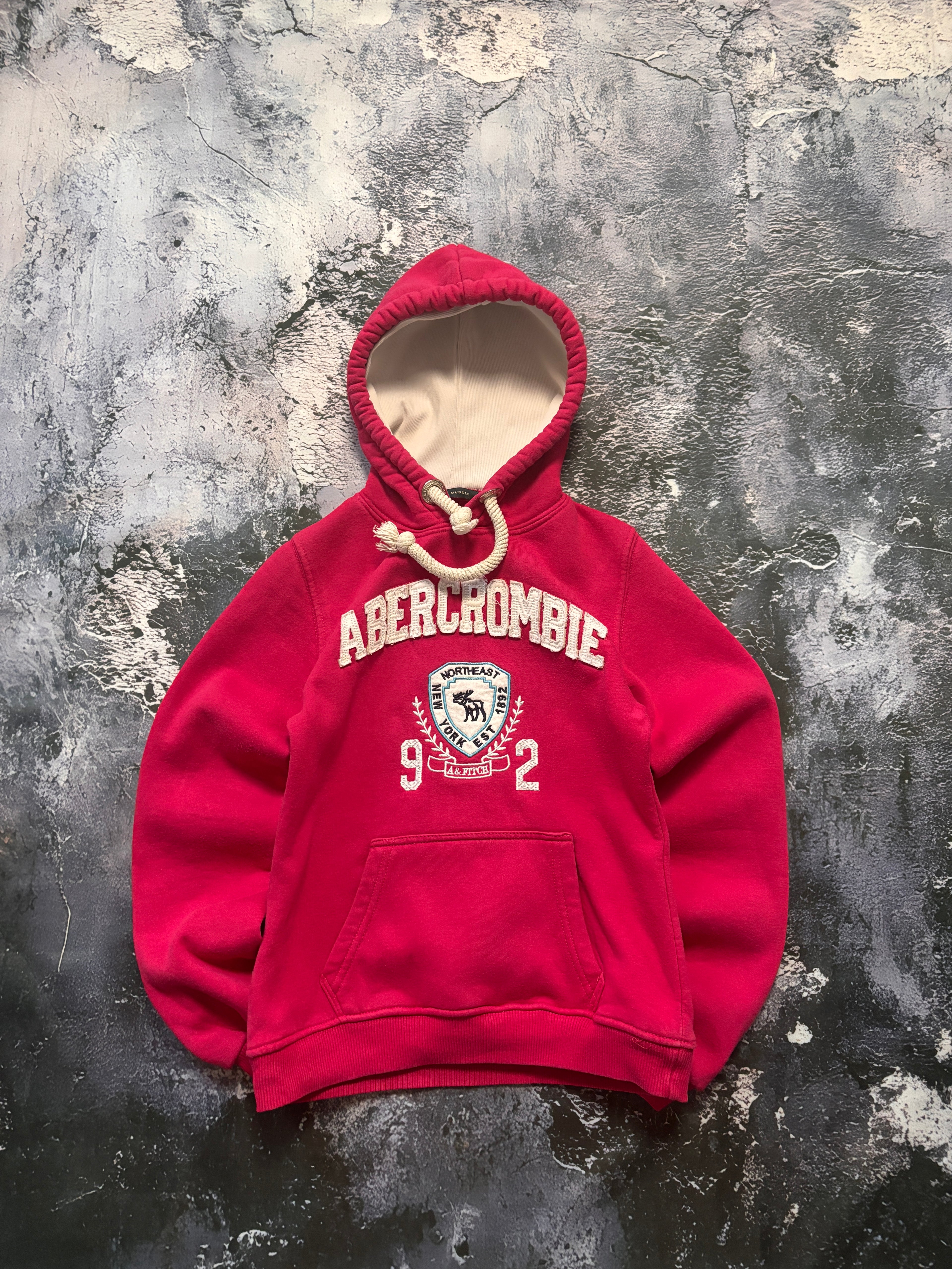 bluza hoodie Abercrombie pink prosty krój vintage