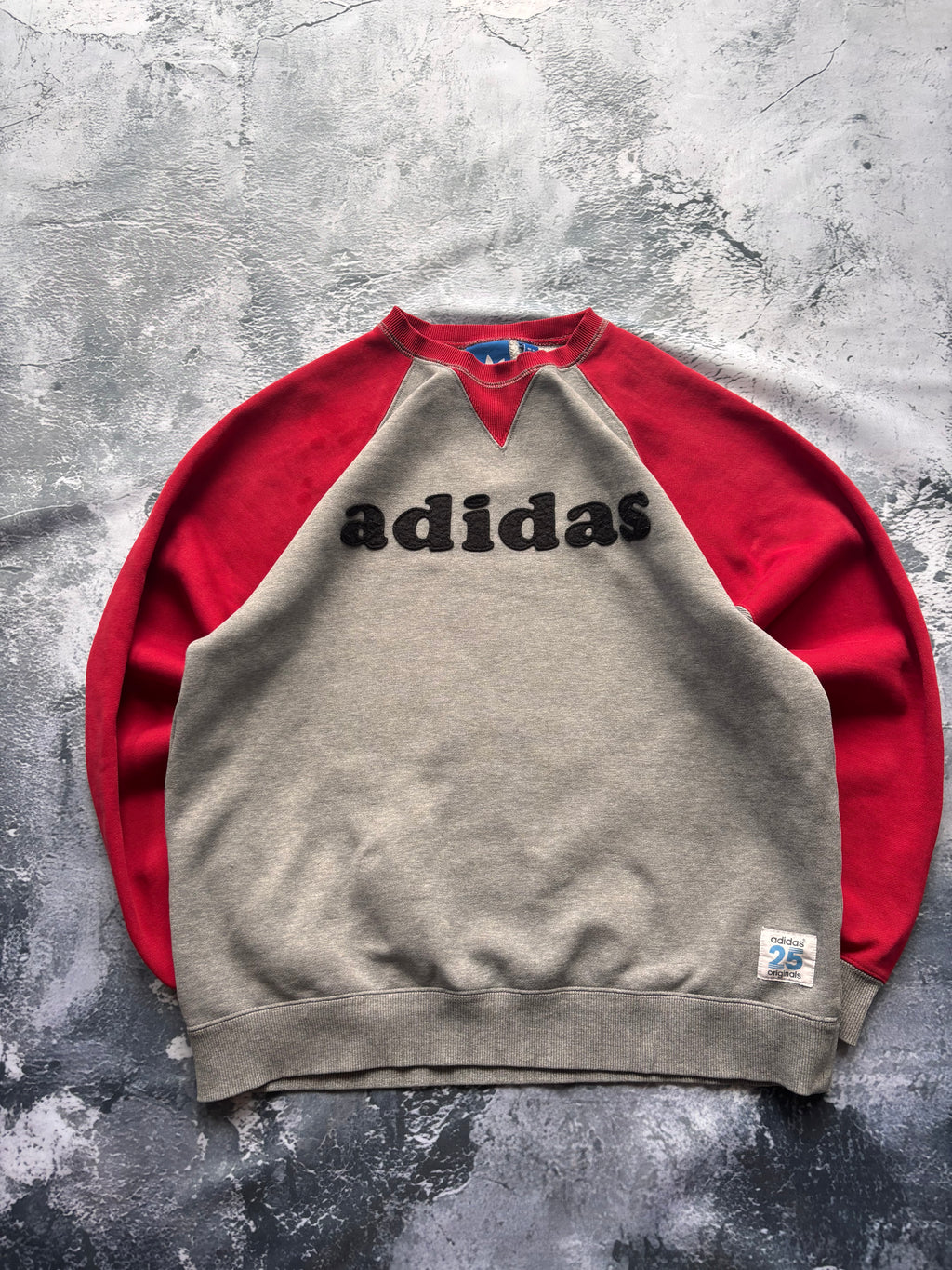 Bluza hoodie crewneck ADIDAS szaro czerwony