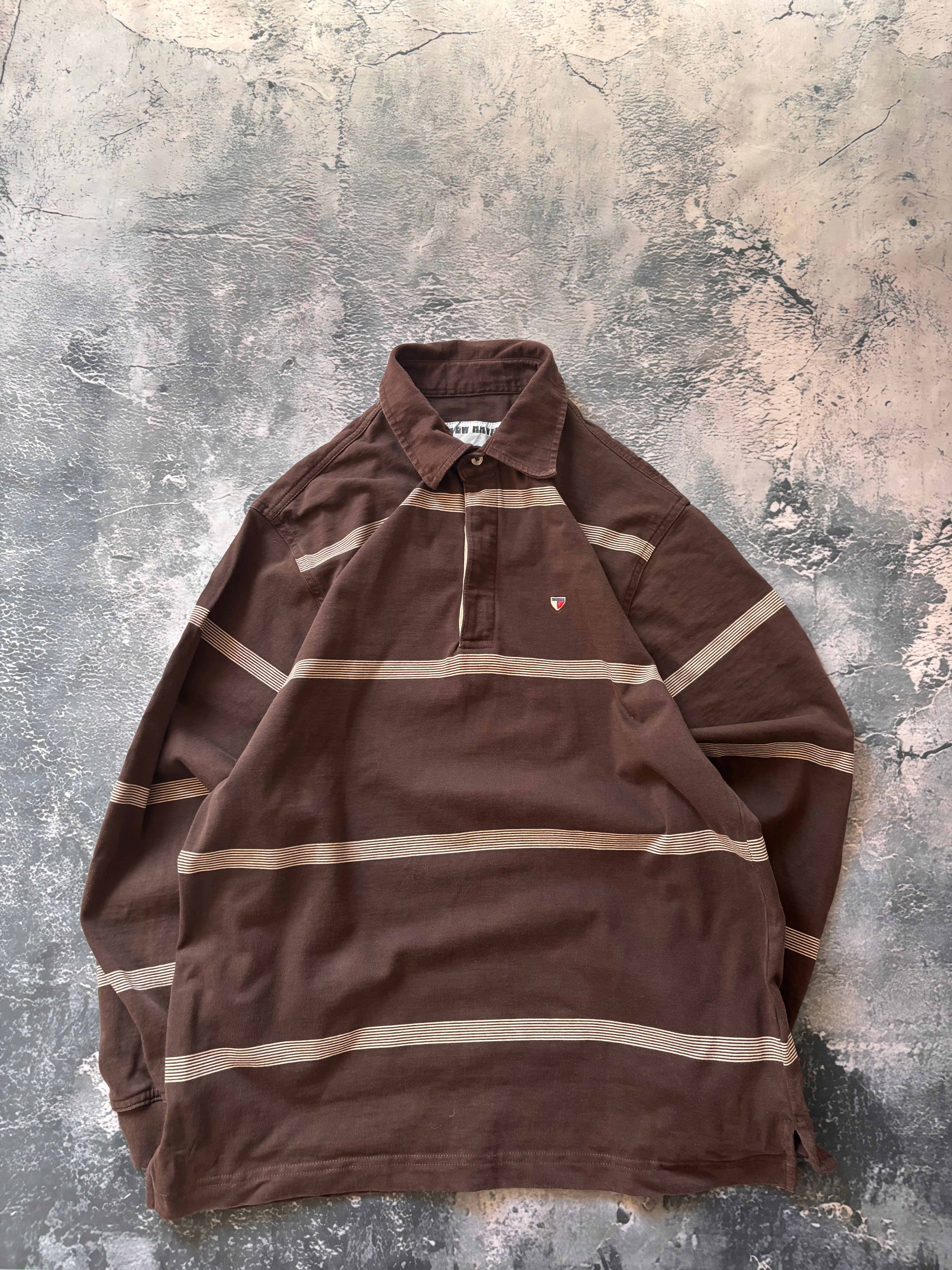 koszulka longsleeve brown vintage 90s retro prosty krój