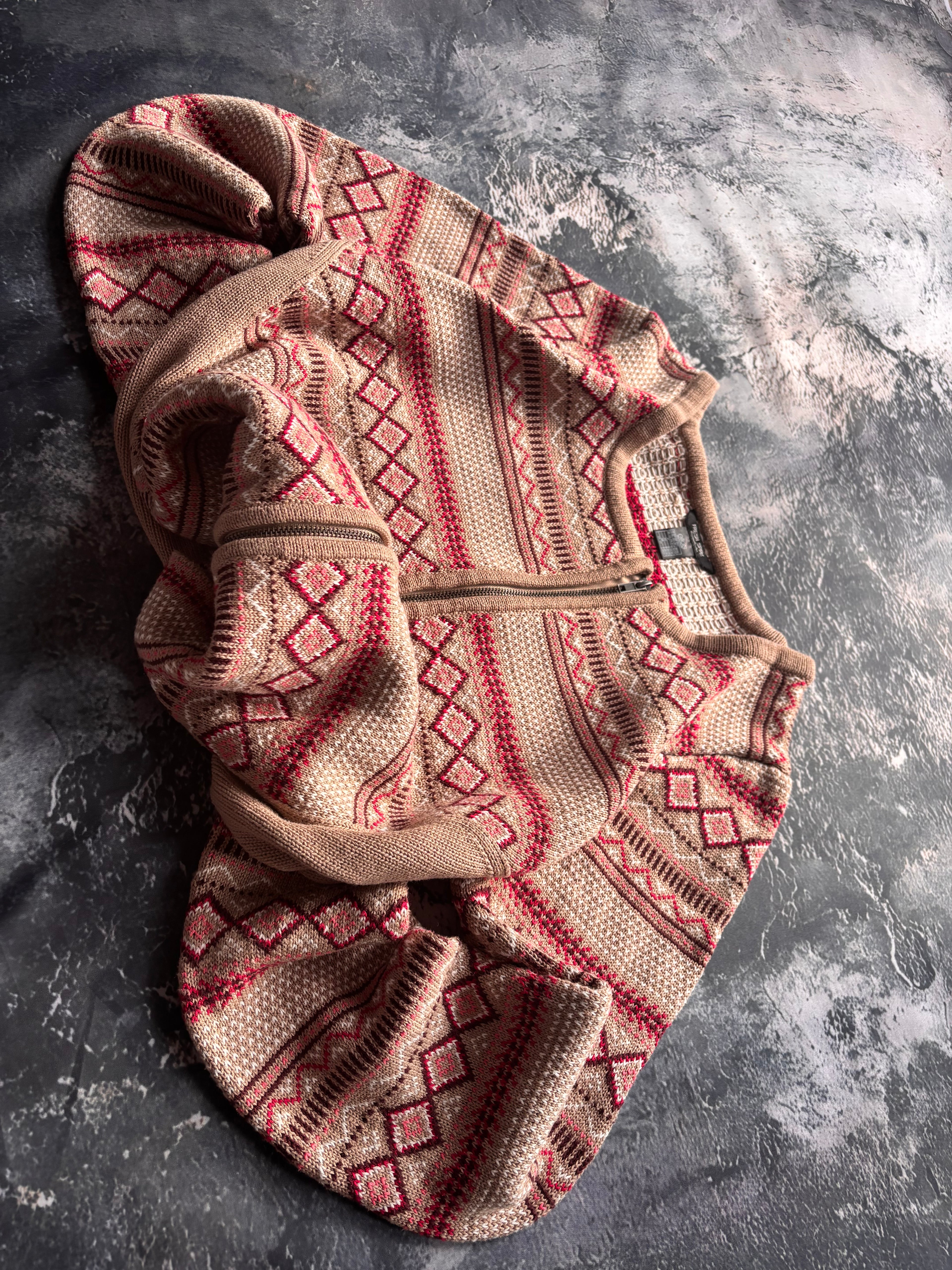 Bluza zip vintage we wzory nordic