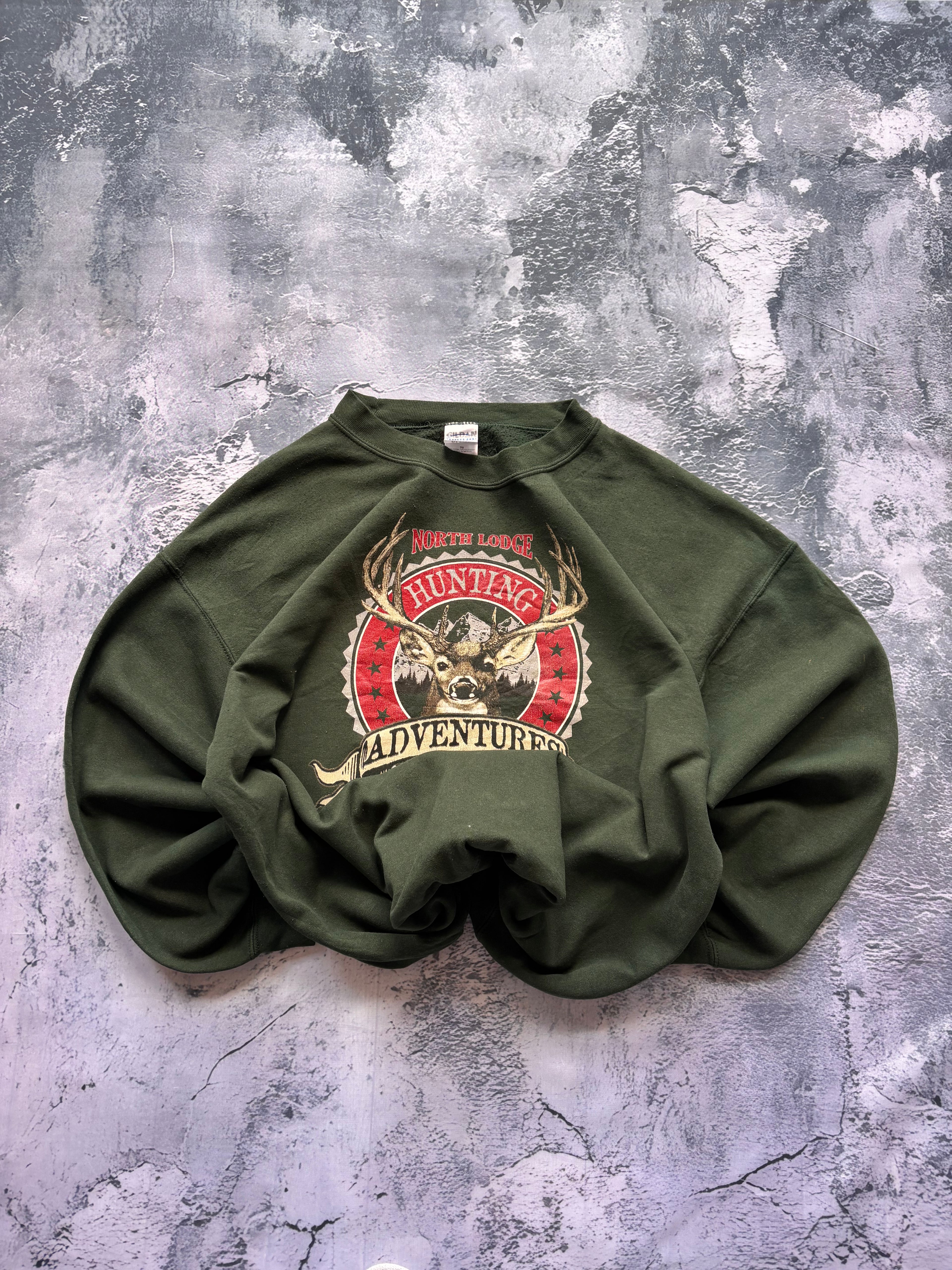 bluza crewneck ciemnozielona HUNTING grafika