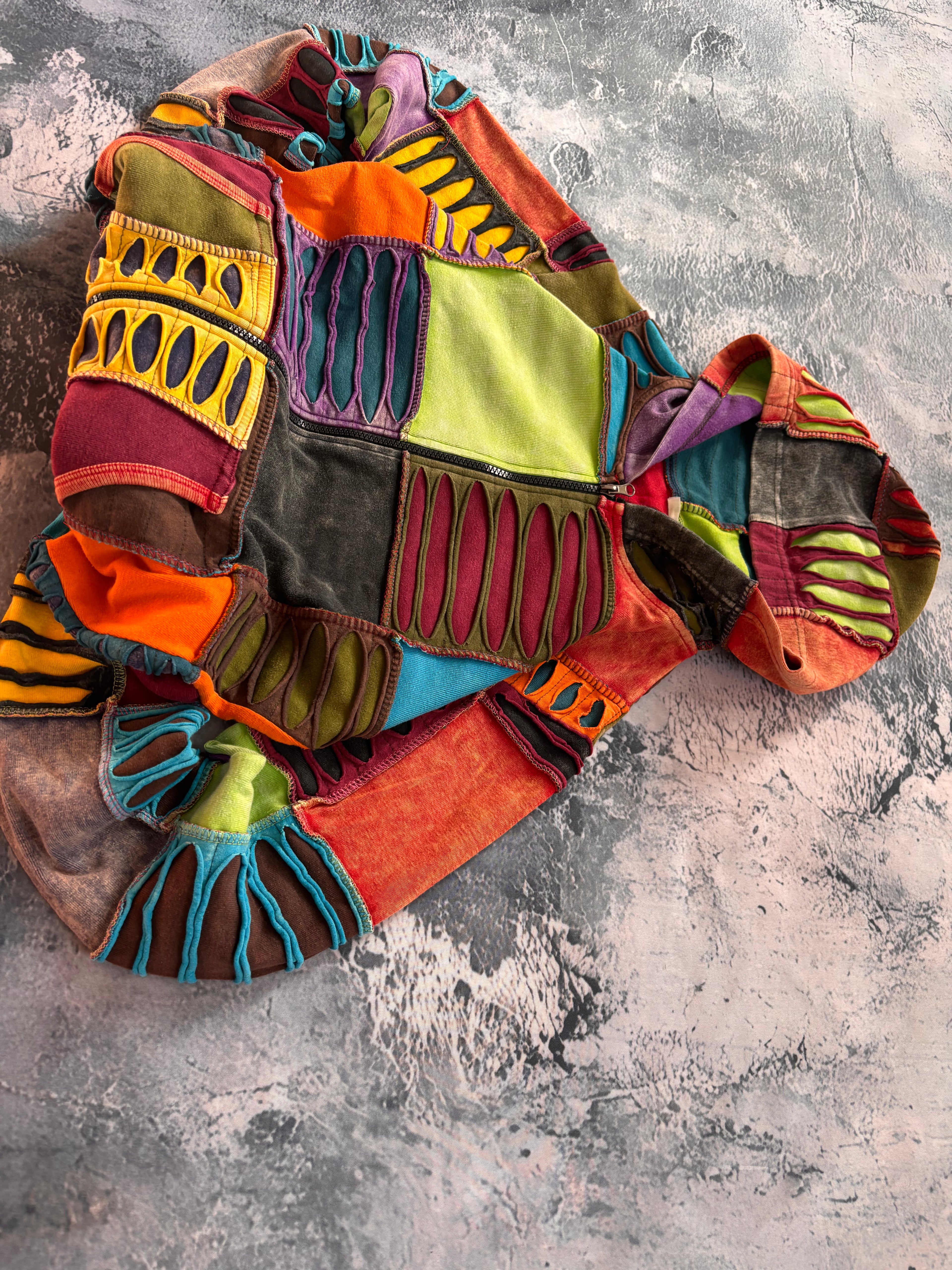 Bluza zip multicolor vintage texture