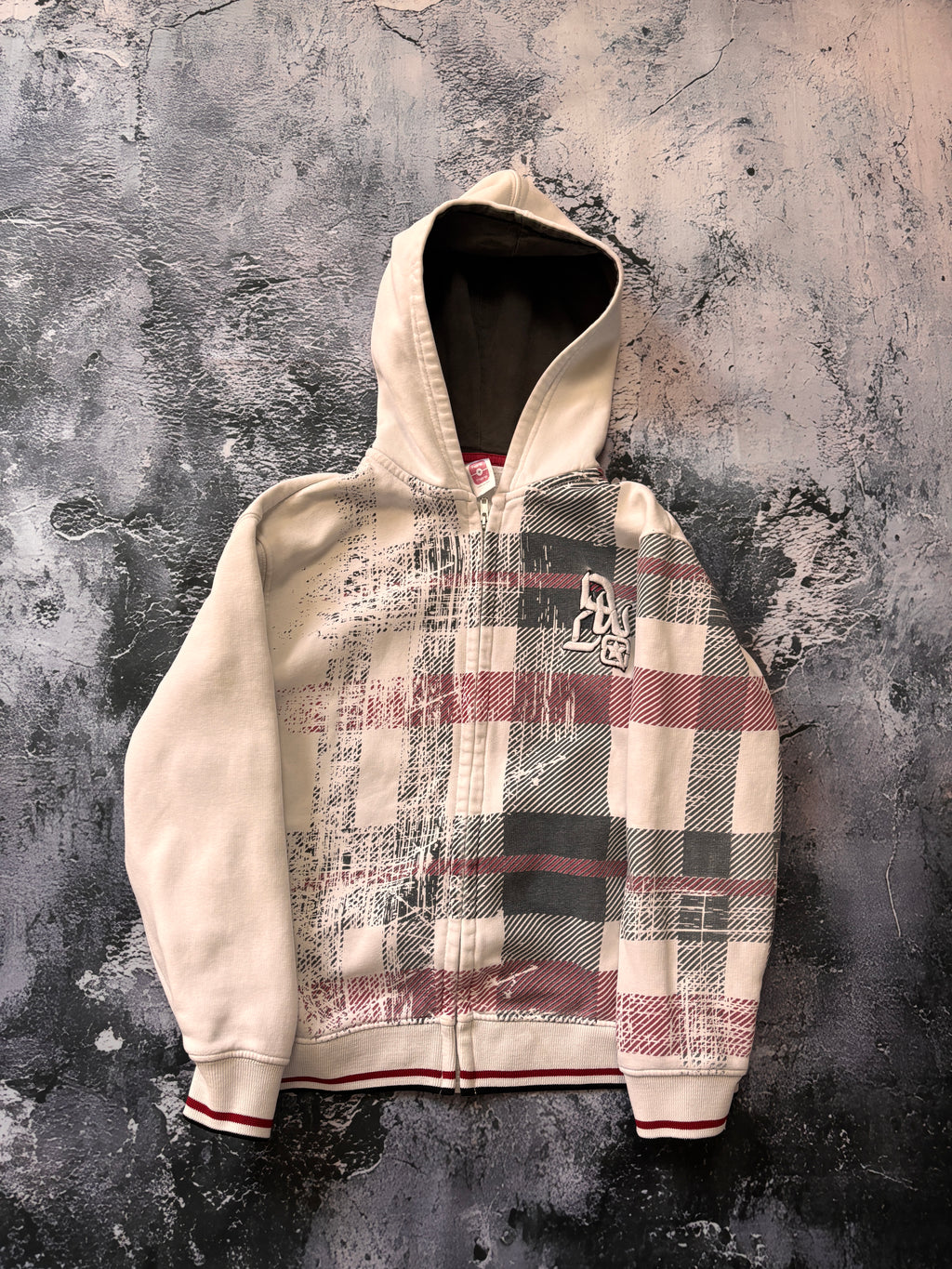 bluza zip hoodie w krate prosty krój unikat