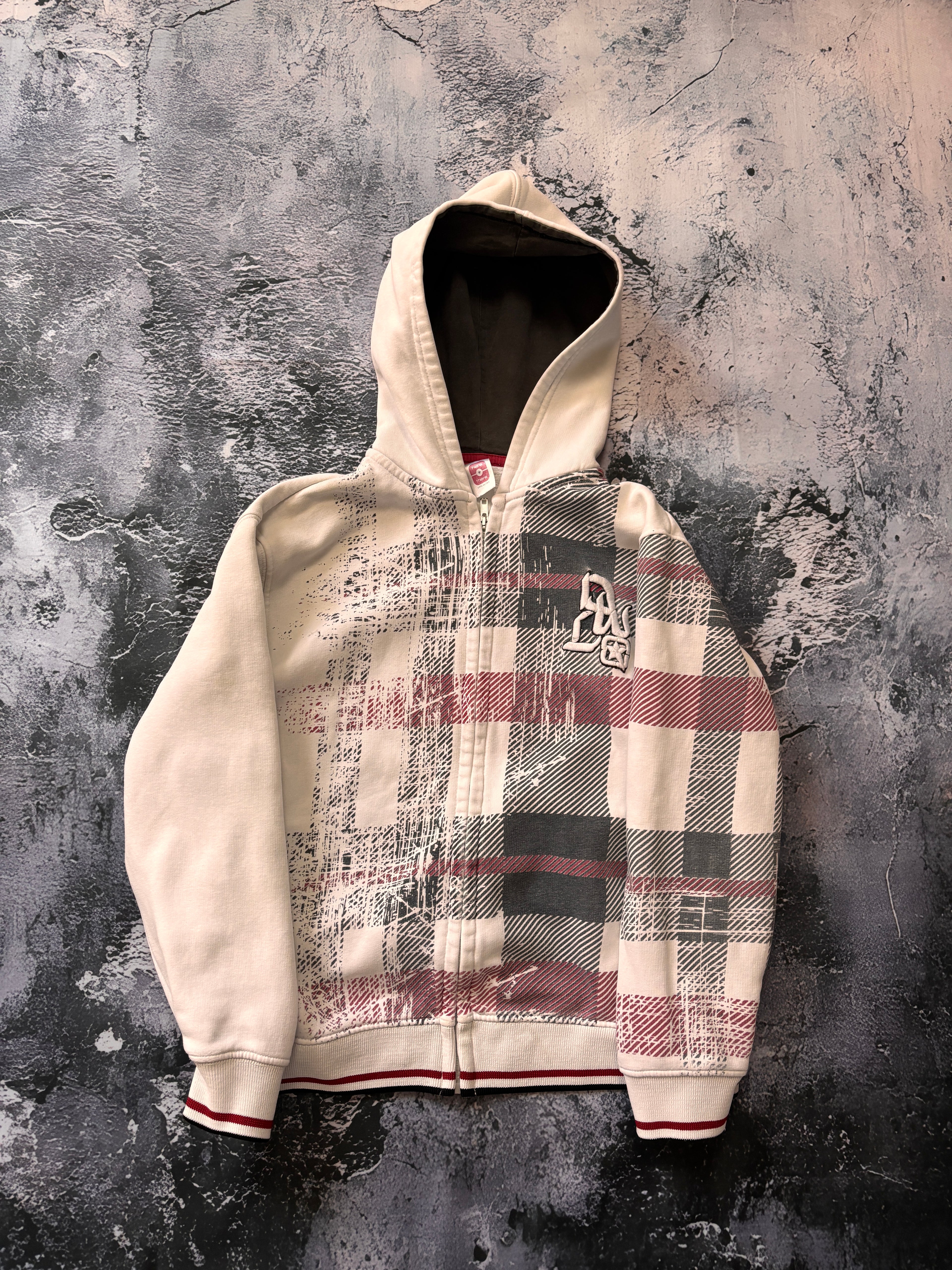 bluza zip hoodie w krate prosty krój unikat