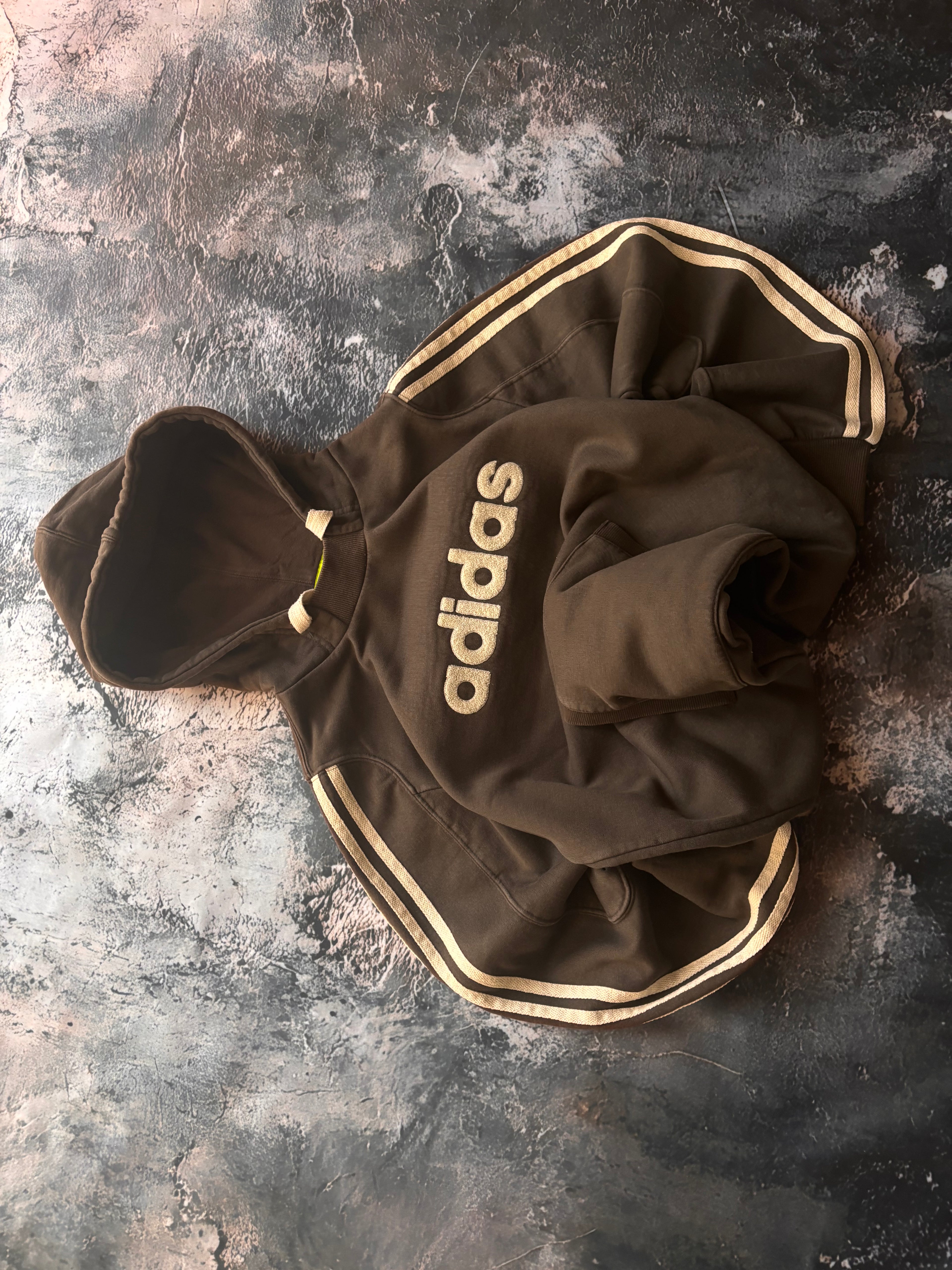 Bluza hood Adidas brown oversize big logo vintage usa streetwear