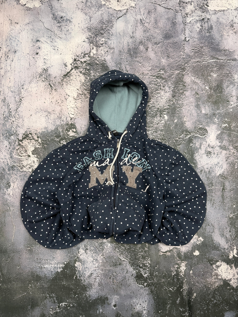BLUZA ZIP HOODIE W KROPKI Y2K VINTAGE UNIKATOWA
