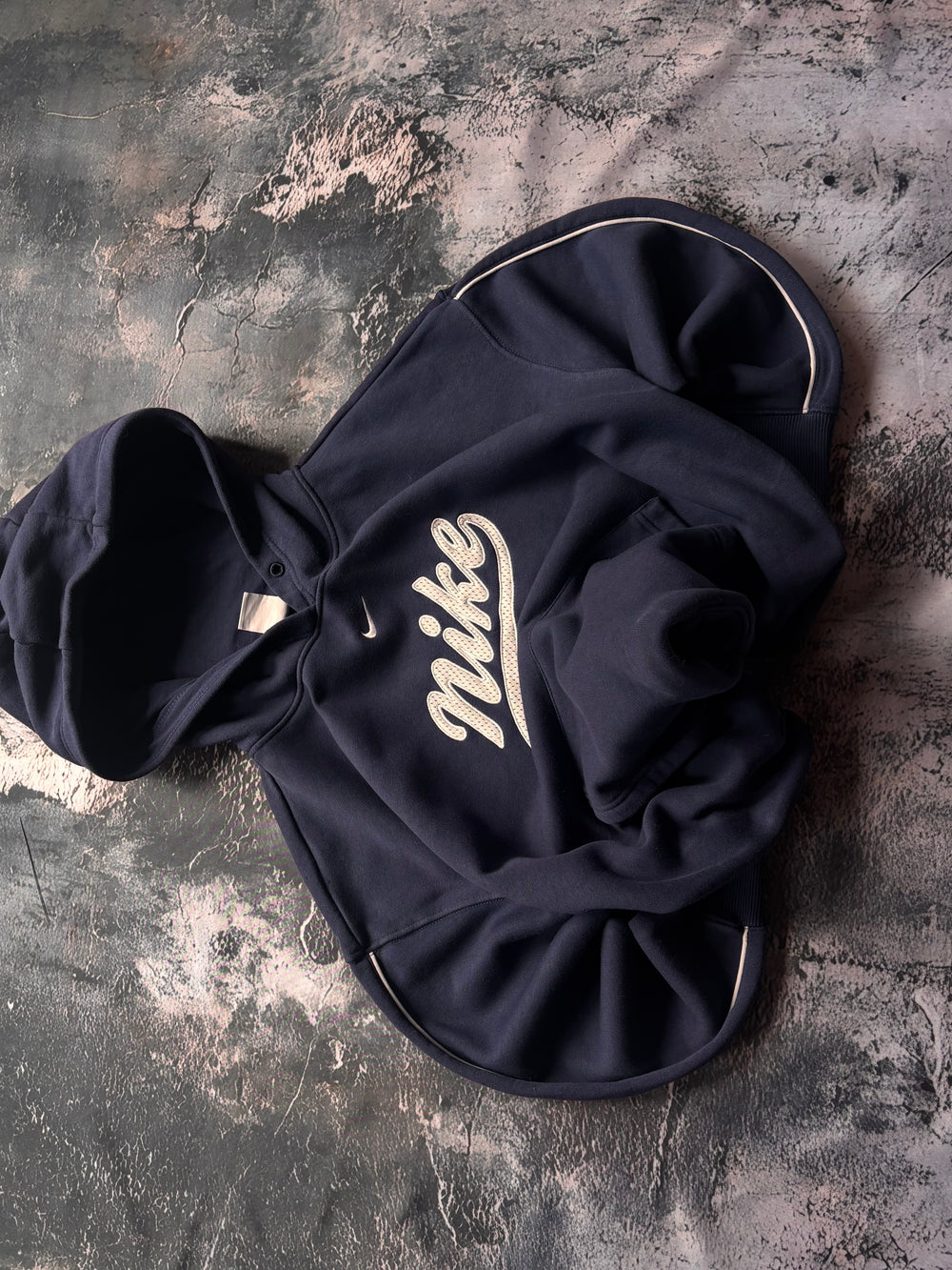 bluza hoodie Nike big logo granatowa vintage oversize