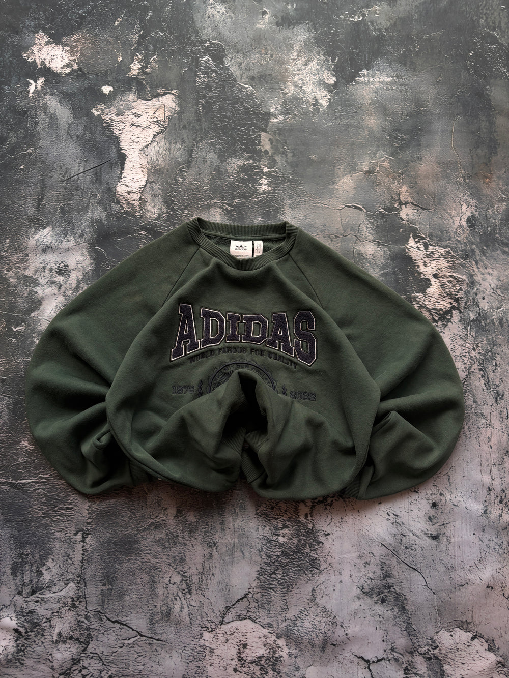 BLUZA CREWNECK RETRO VINTAGE CIEMNOZIELONA ADIDAS BIG LOGO