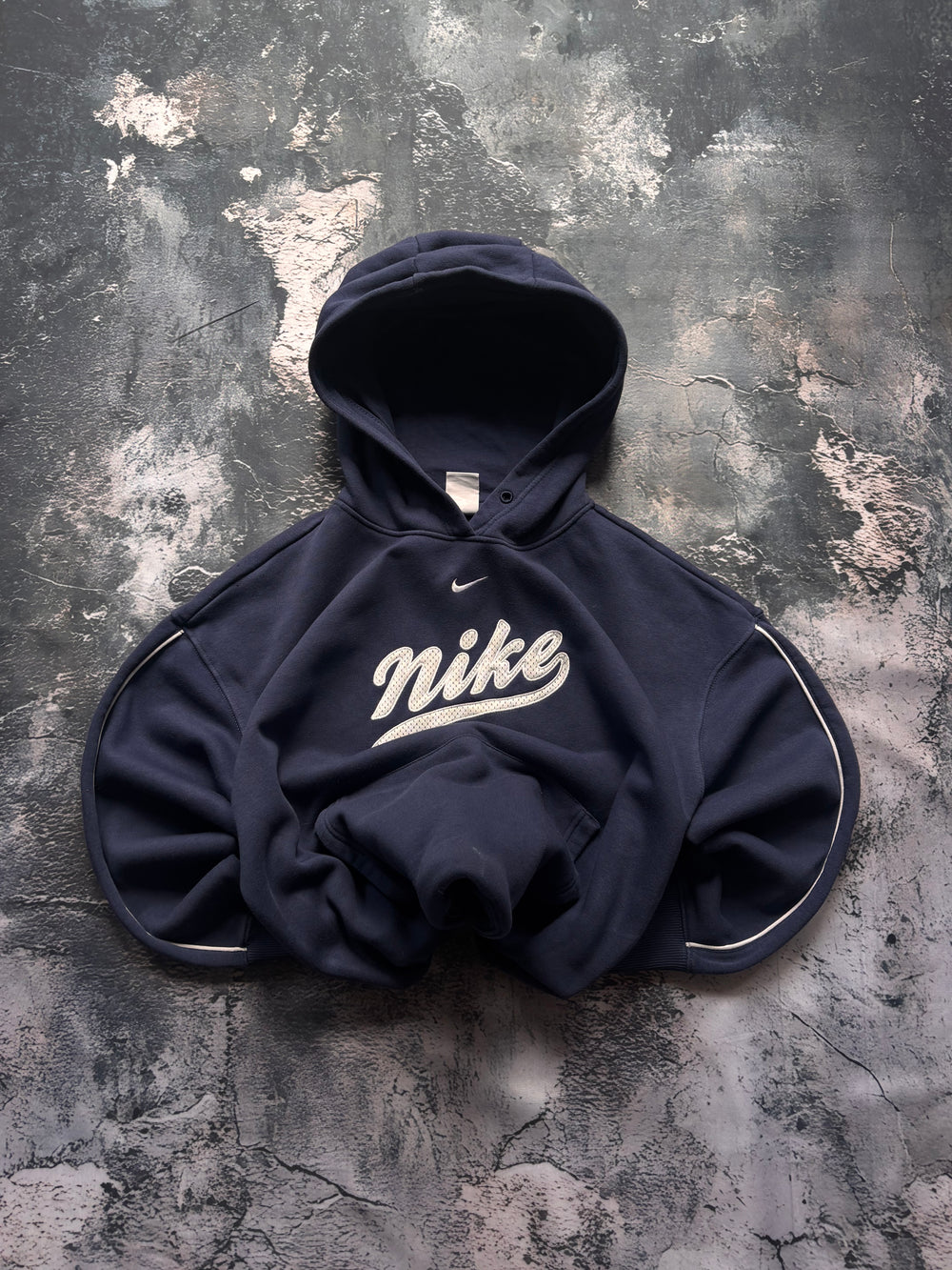 bluza hoodie Nike big logo granatowa vintage oversize