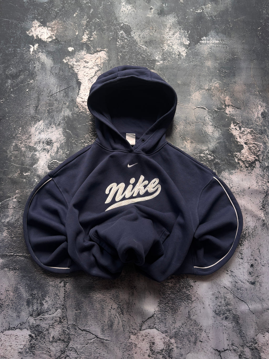 bluza hoodie Nike big logo granatowa vintage oversize