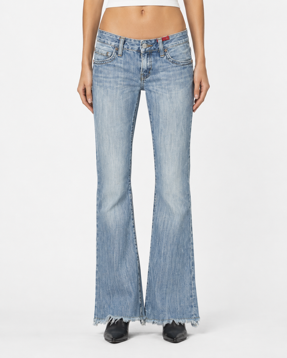 Jeans spodnie Y2K low waist bootcut vintage retro straight leg z ozdobnymi kieszeniami