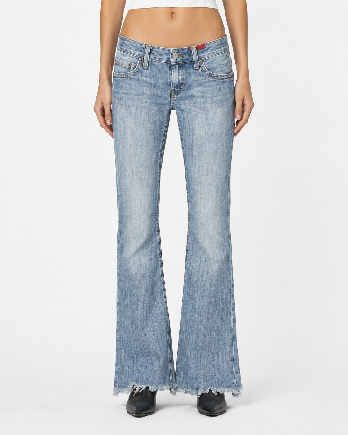 Jeans spodnie Y2K low waist bootcut vintage retro straight leg z ozdobnymi kieszeniami