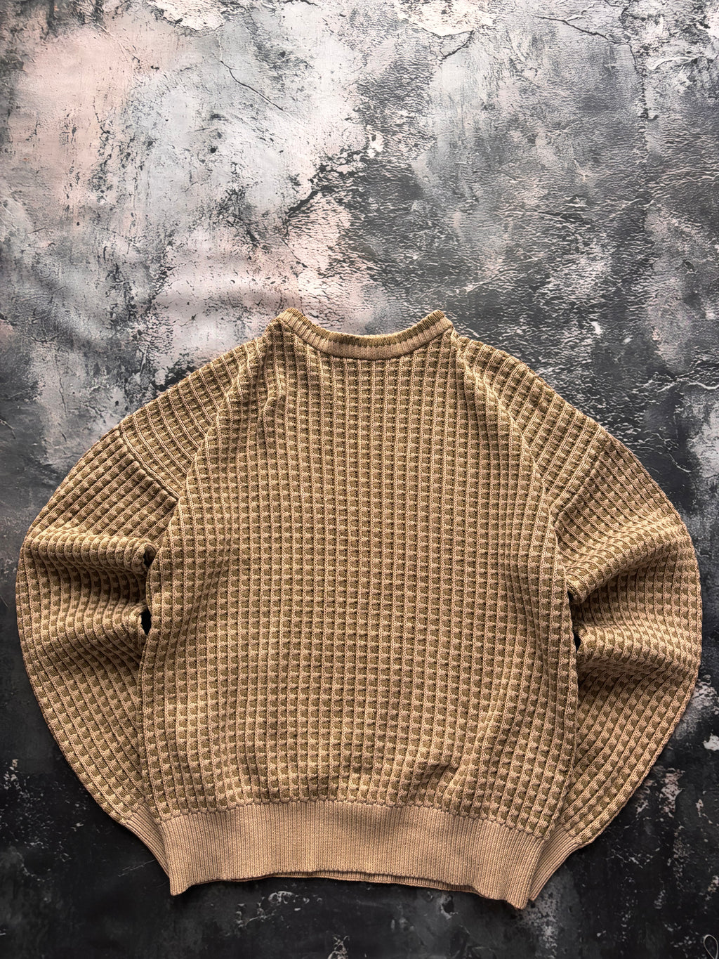 sweter bawełniany beżowy oversize texture