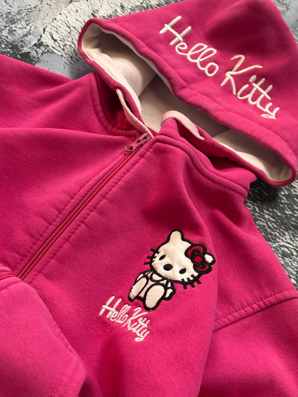 bluza hoodie zip pink HELLO KITTY HAFT unikat vintage