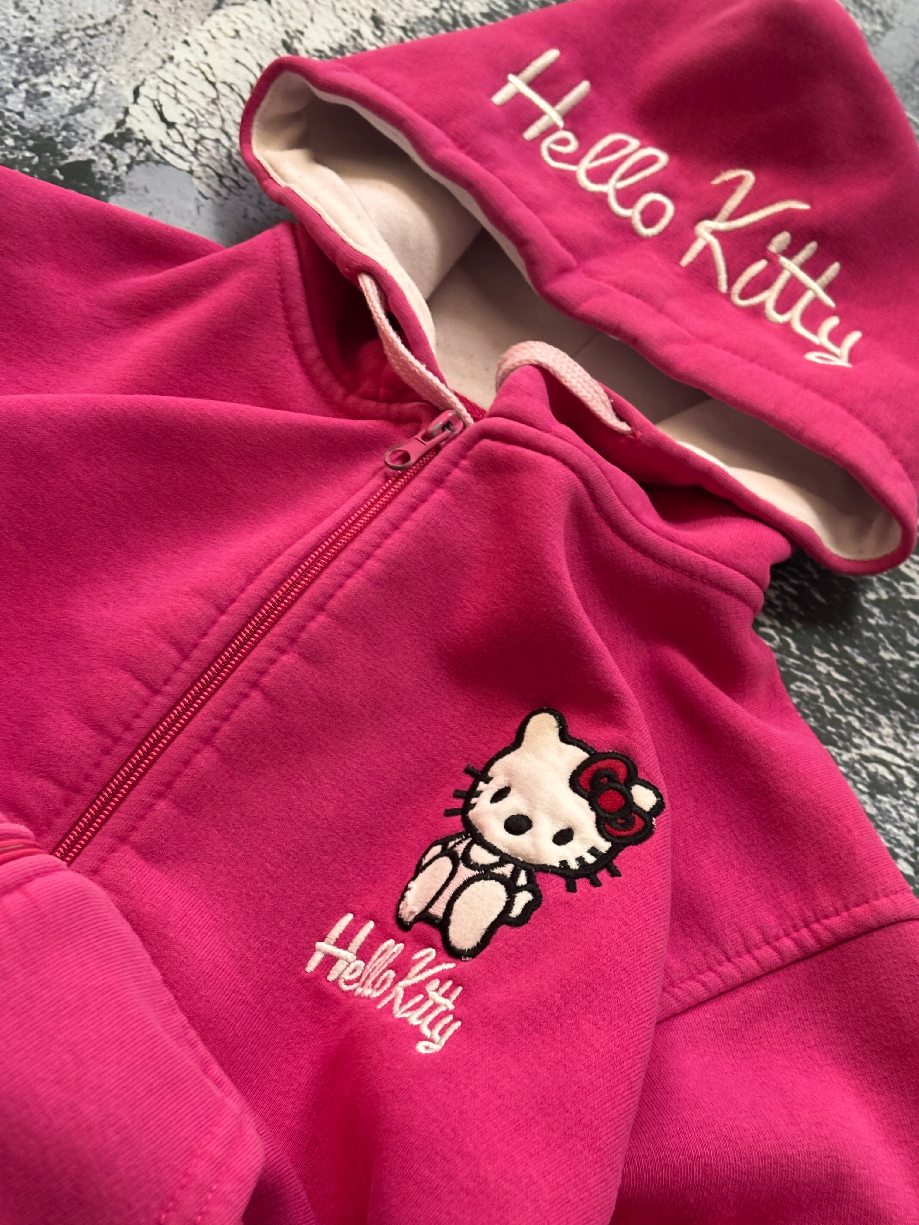 bluza hoodie zip pink HELLO KITTY HAFT unikat vintage