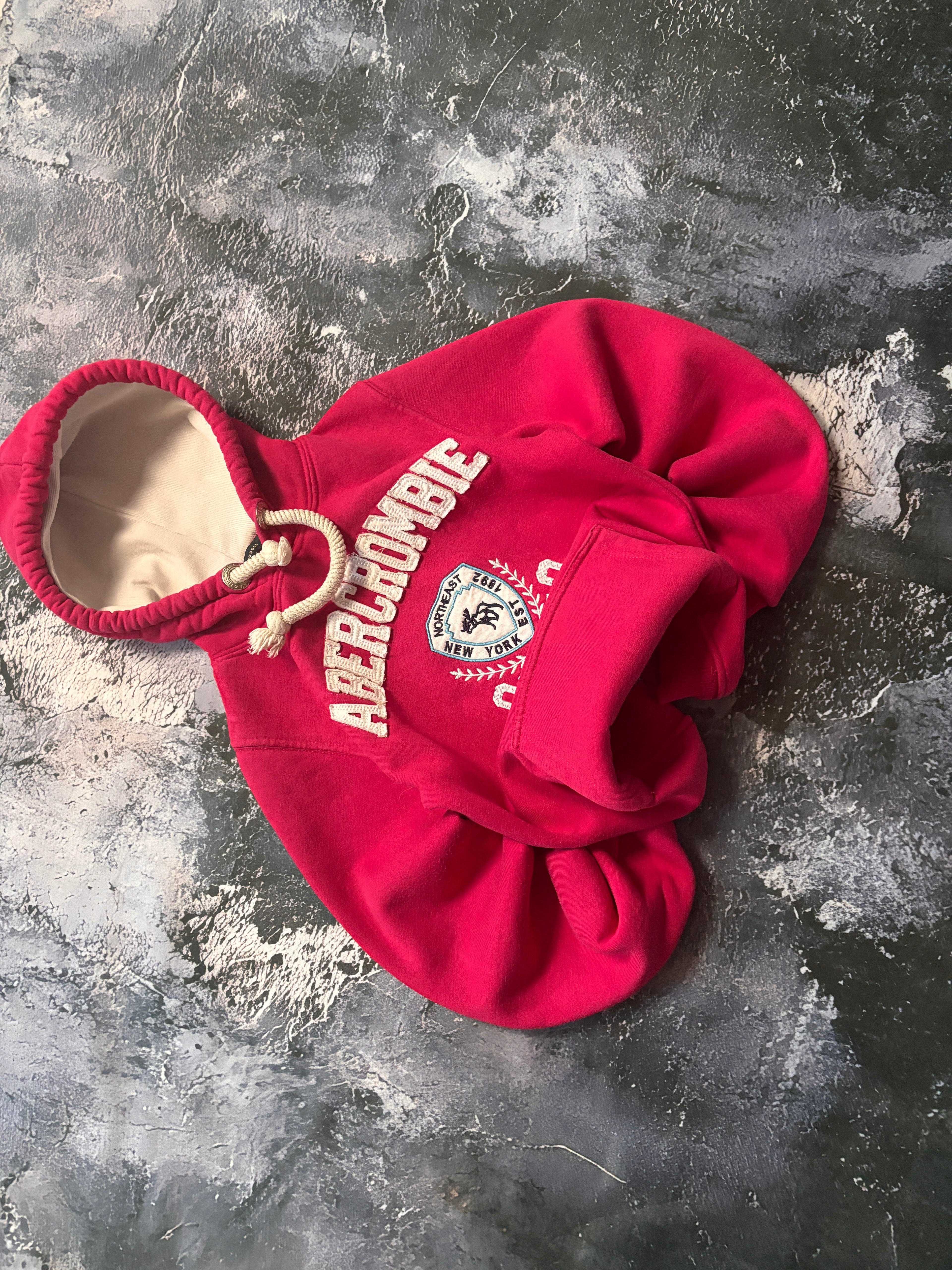 bluza hoodie Abercrombie pink prosty krój vintage