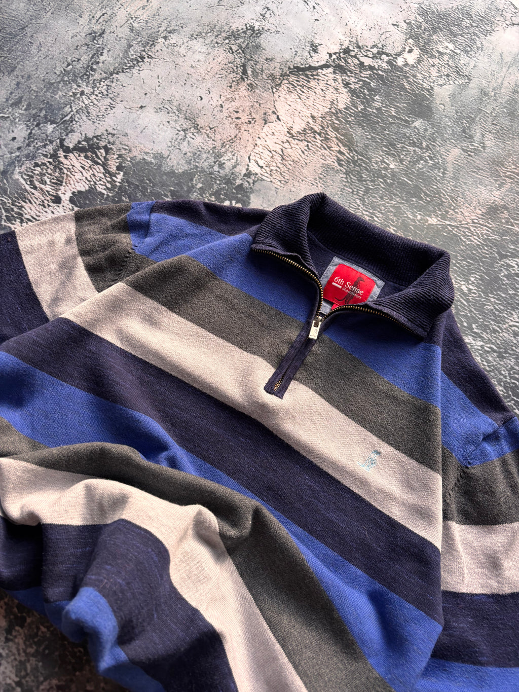 Zip polo bluza niebiesko szara