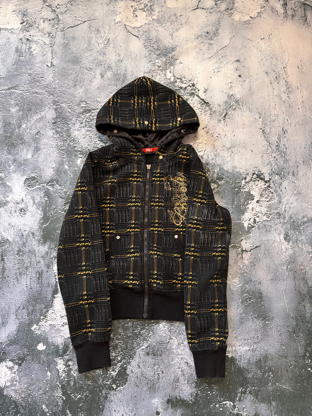 bluza hoodie w krate prosty lekko przylegający krój retro unikatowa