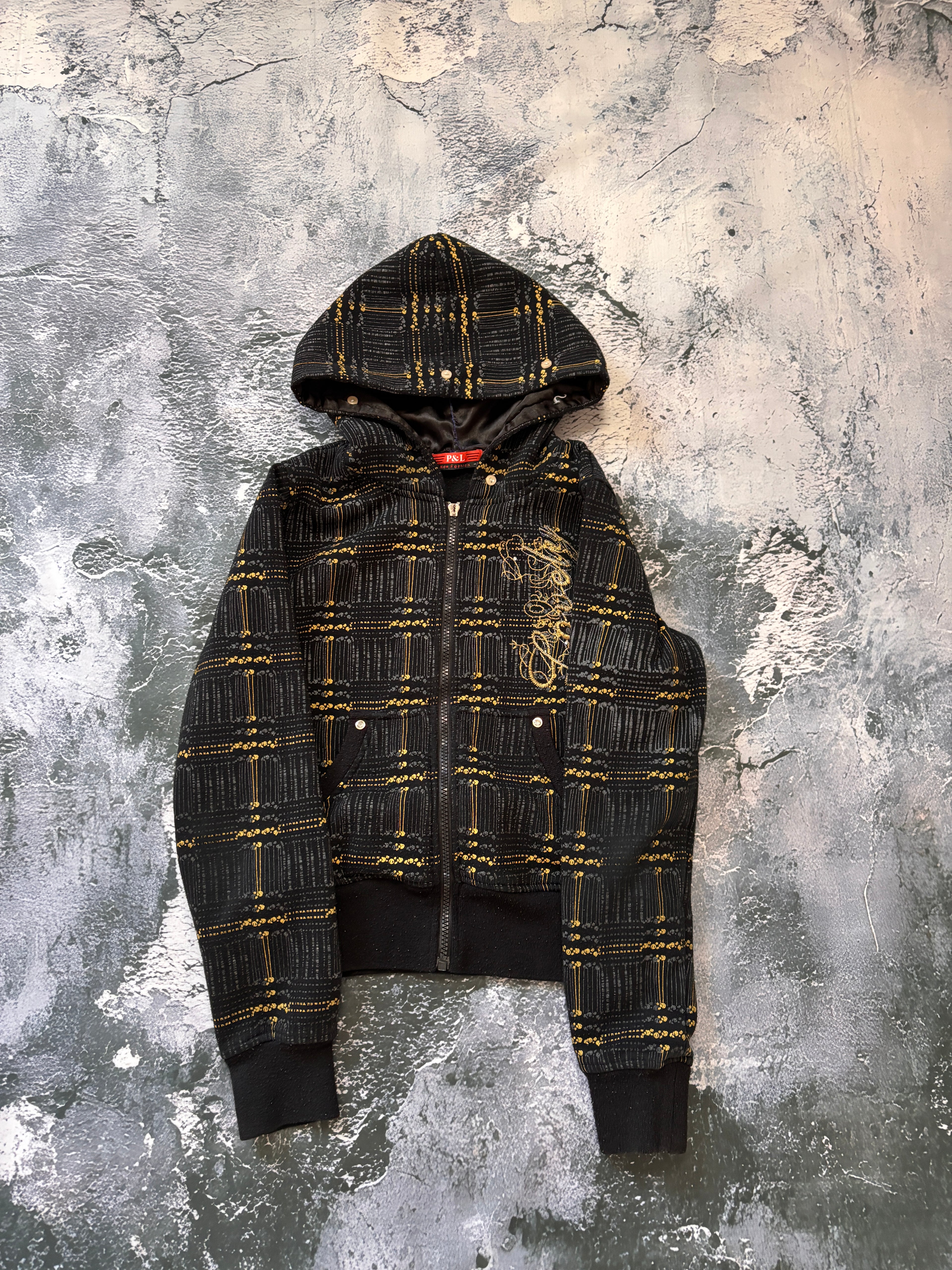 bluza hoodie w krate prosty lekko przylegający krój retro unikatowa
