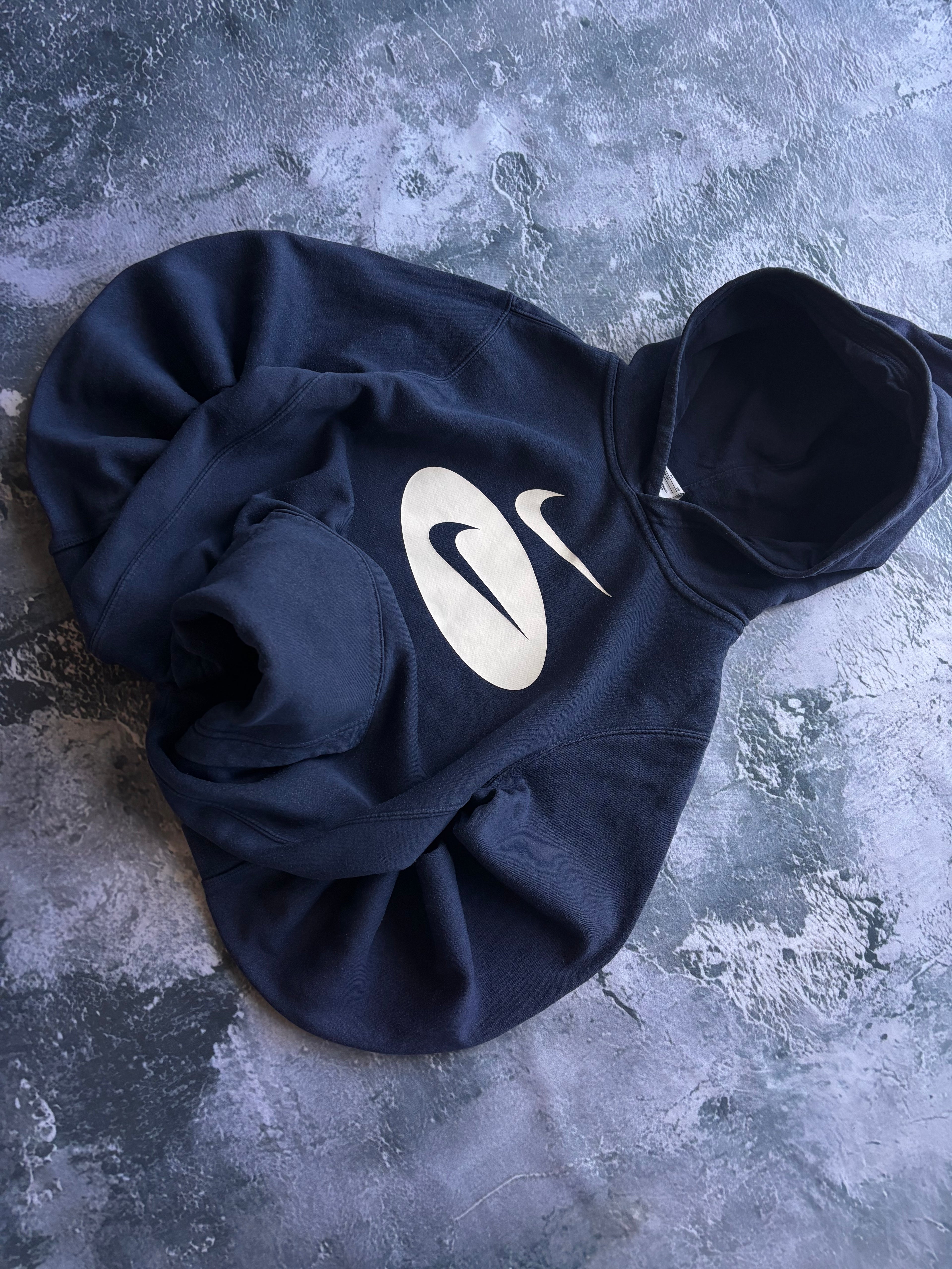 Bluza hoodie nike granatowa prosty krój vintage retro 200s big logo