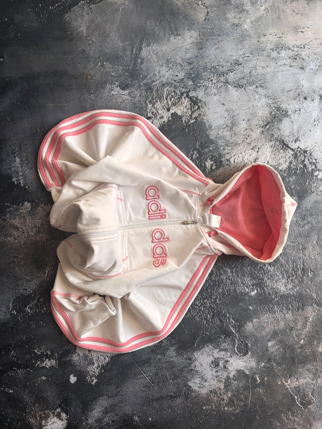 bluza zip hoodie Adidas big logo pink prosty krój unikat