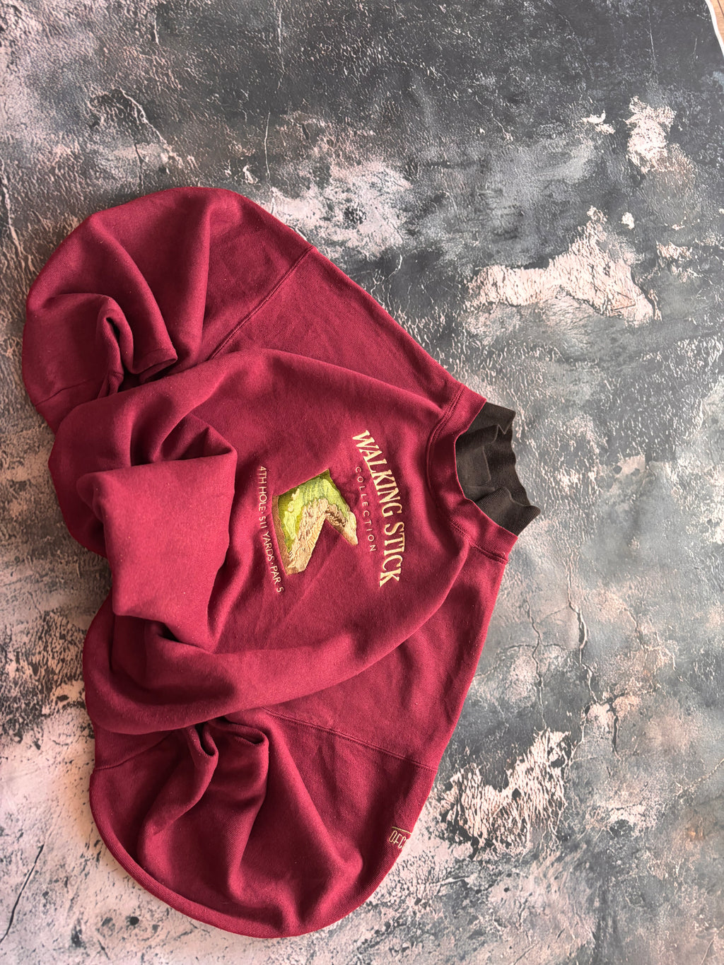 Bluza crewneck burgund haft oversize vintage oldschool 90s made in USA streetwear