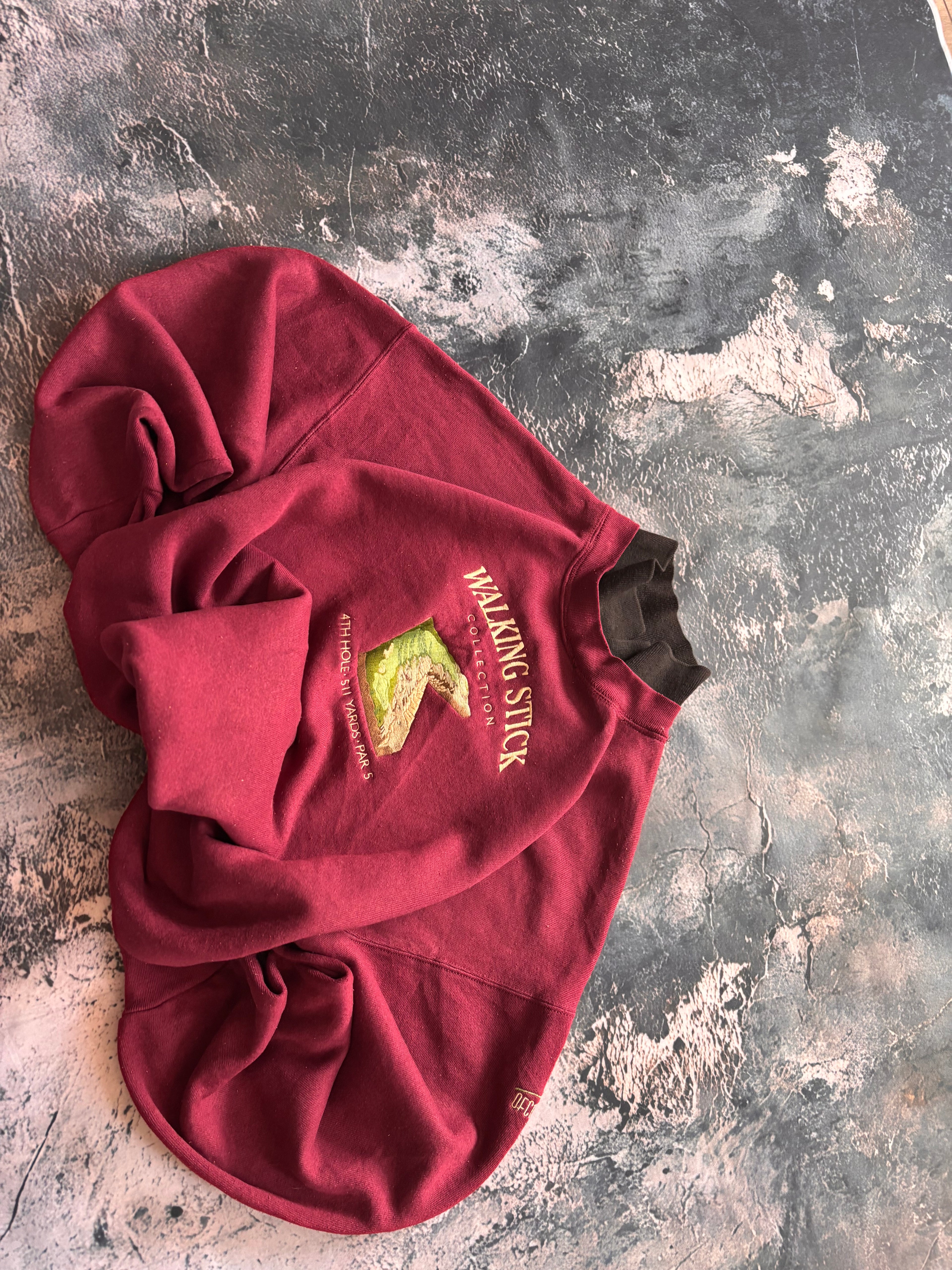 Bluza crewneck burgund haft oversize vintage oldschool 90s made in USA streetwear