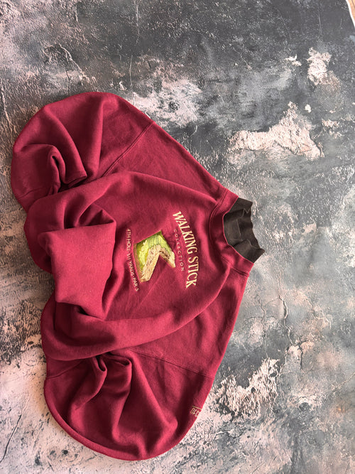 Bluza crewneck burgund haft oversize vintage oldschool 90s made in USA streetwear