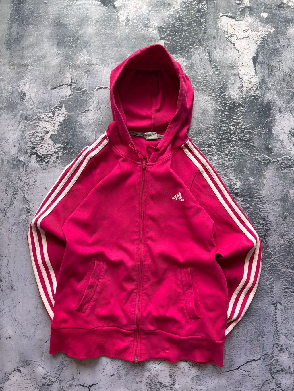 bluza zip hoodie ADIDAS w paski klasyk prosty krój pink