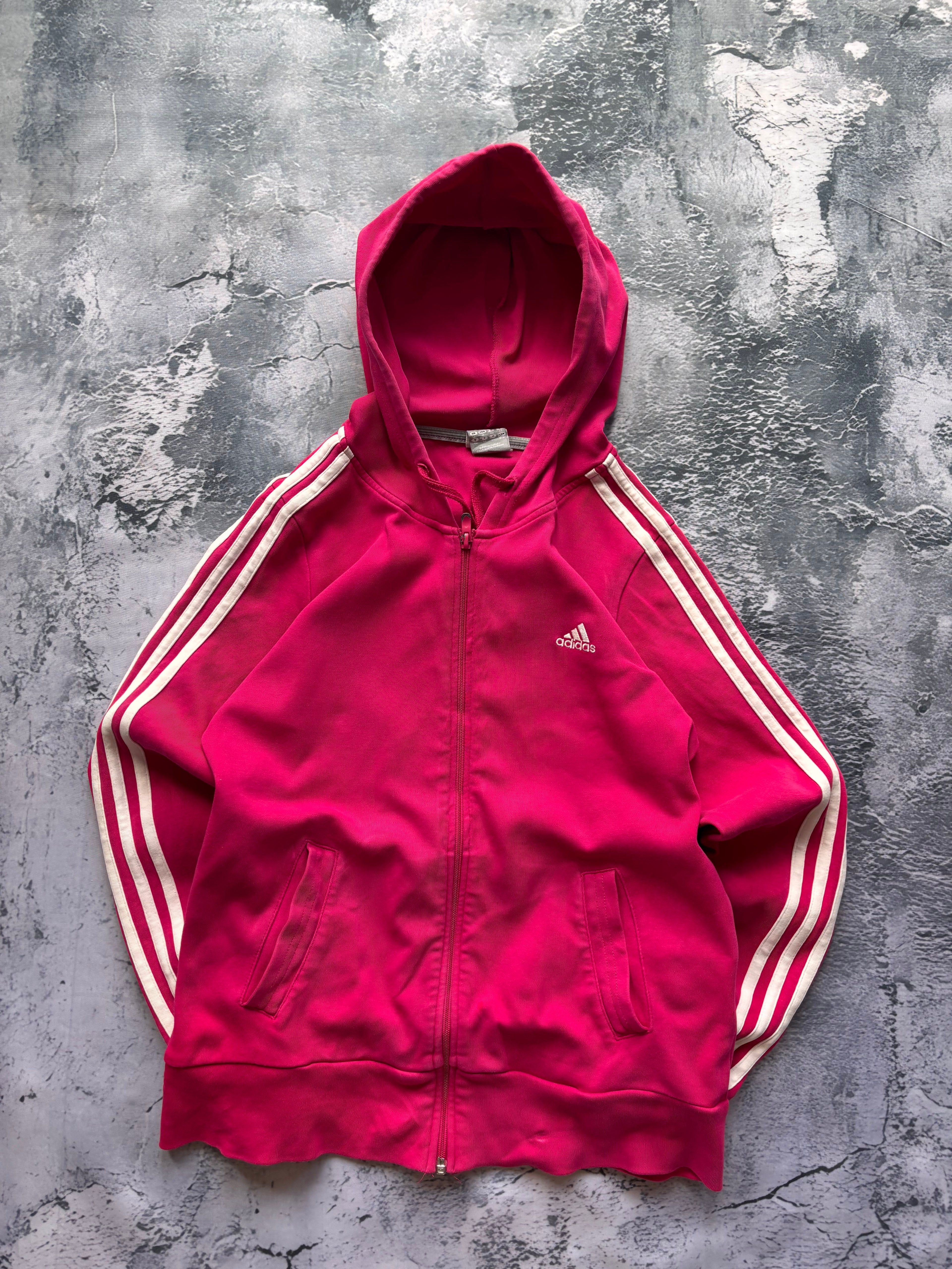 bluza zip hoodie ADIDAS w paski klasyk prosty krój pink