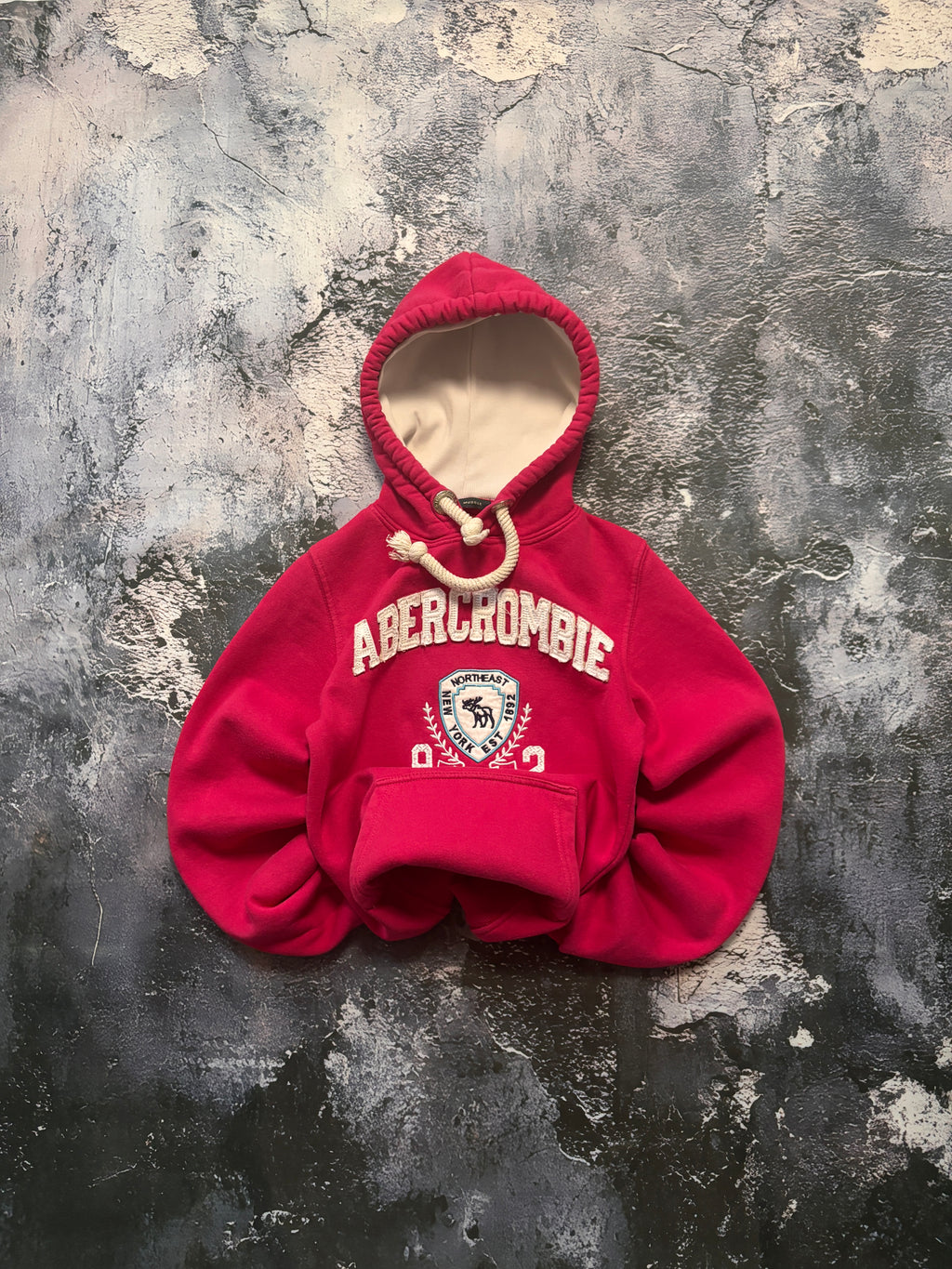 bluza hoodie Abercrombie pink prosty krój vintage