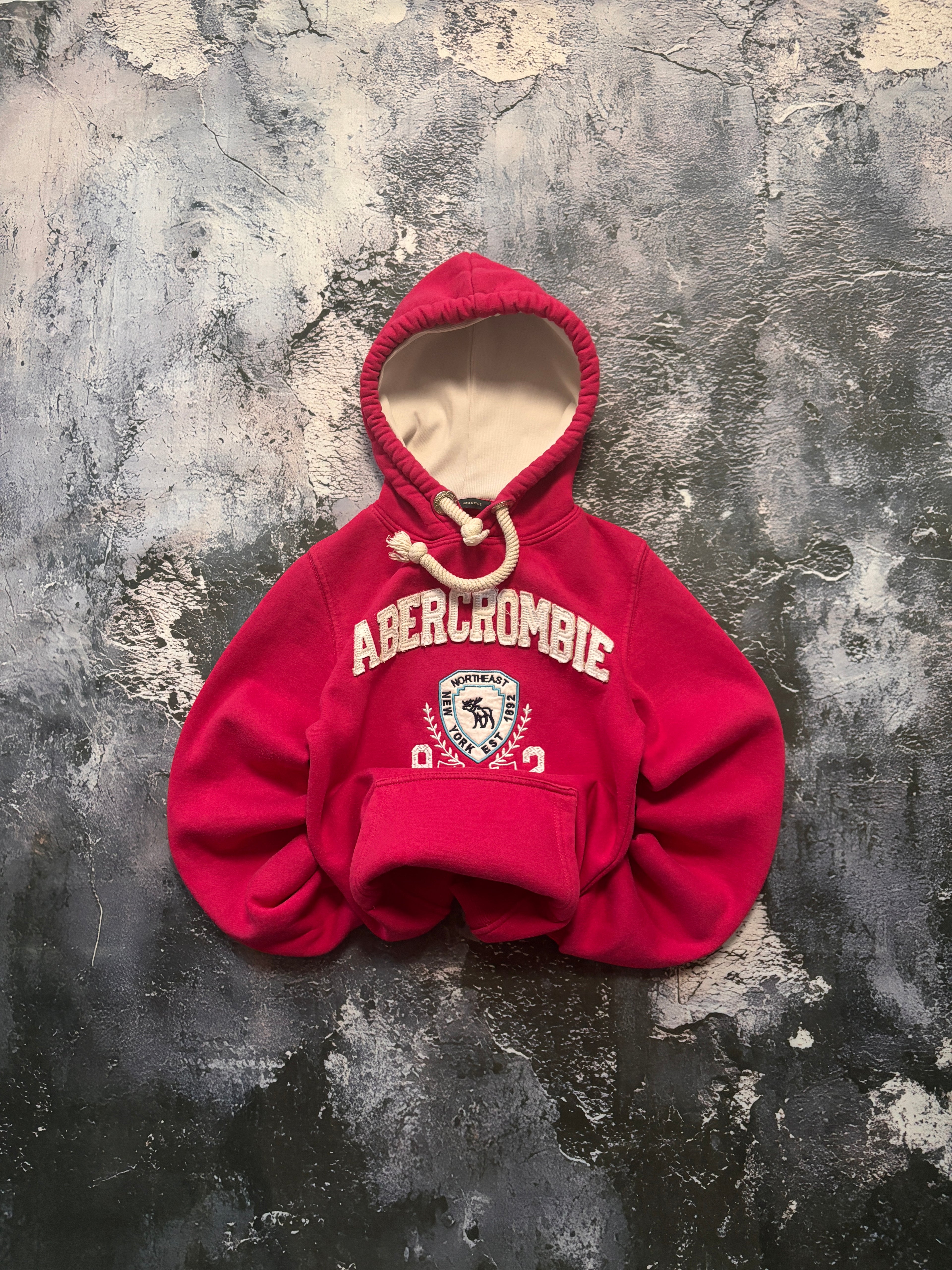 bluza hoodie Abercrombie pink prosty krój vintage