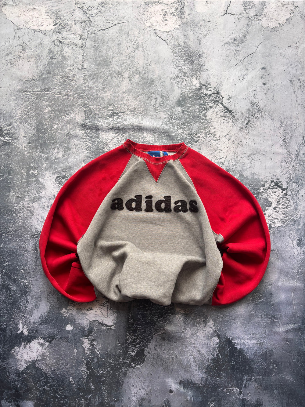 Bluza hoodie crewneck ADIDAS szaro czerwony